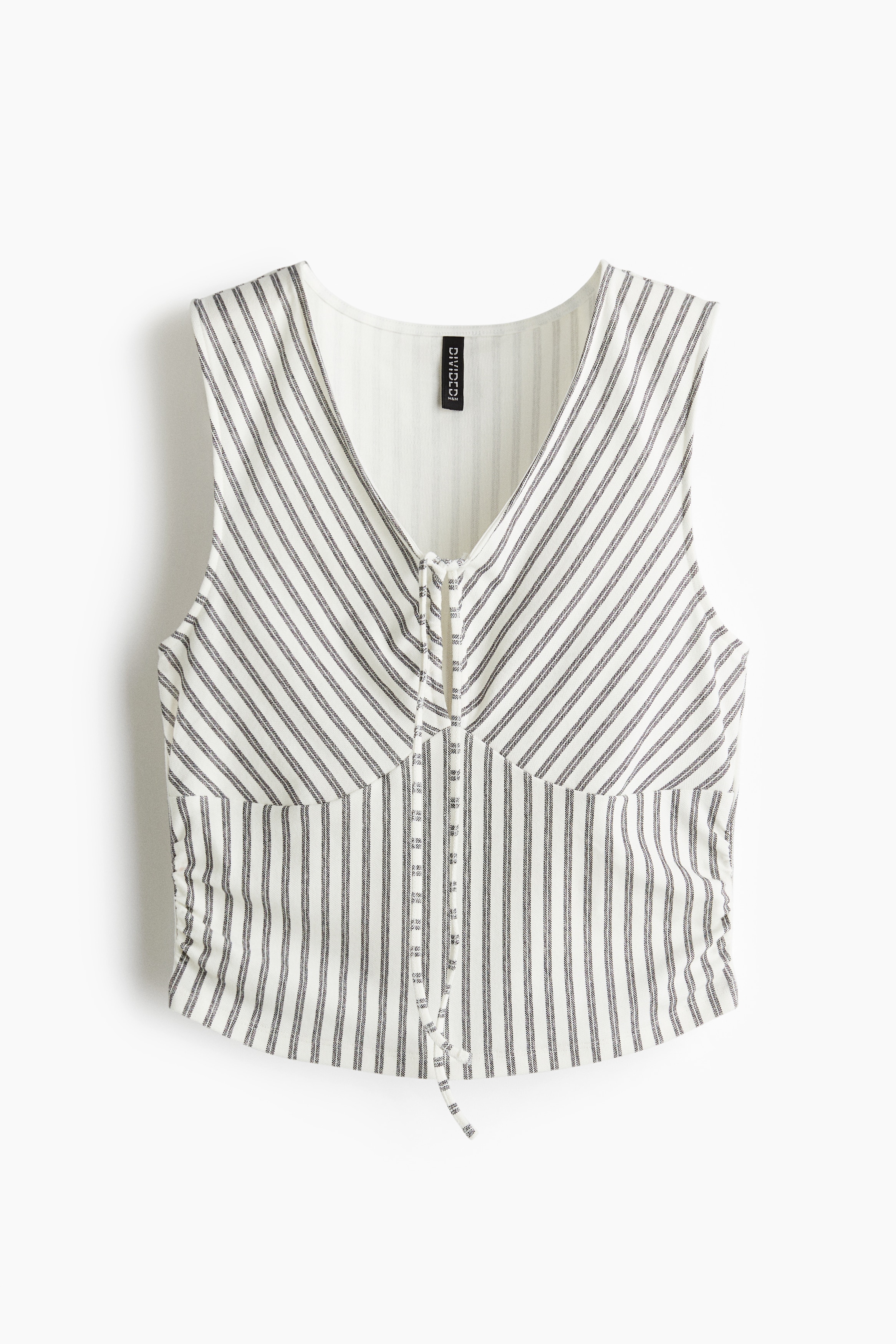 Draped vest top-White/Black striped