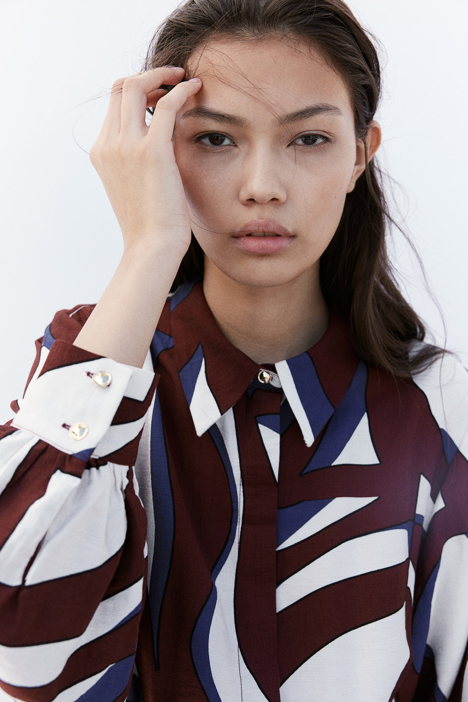 Belted shirt dress - Burgundy/Patterned/Cream/Striped - 4