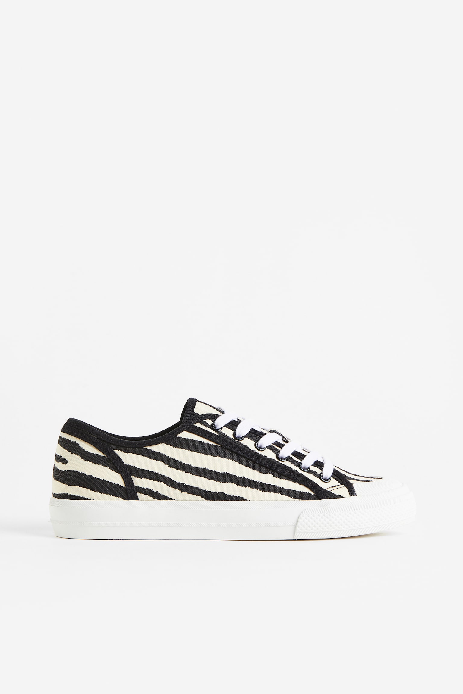 Canvas Sneakers - Black/Zebra print/Light beige/Pattern - 2