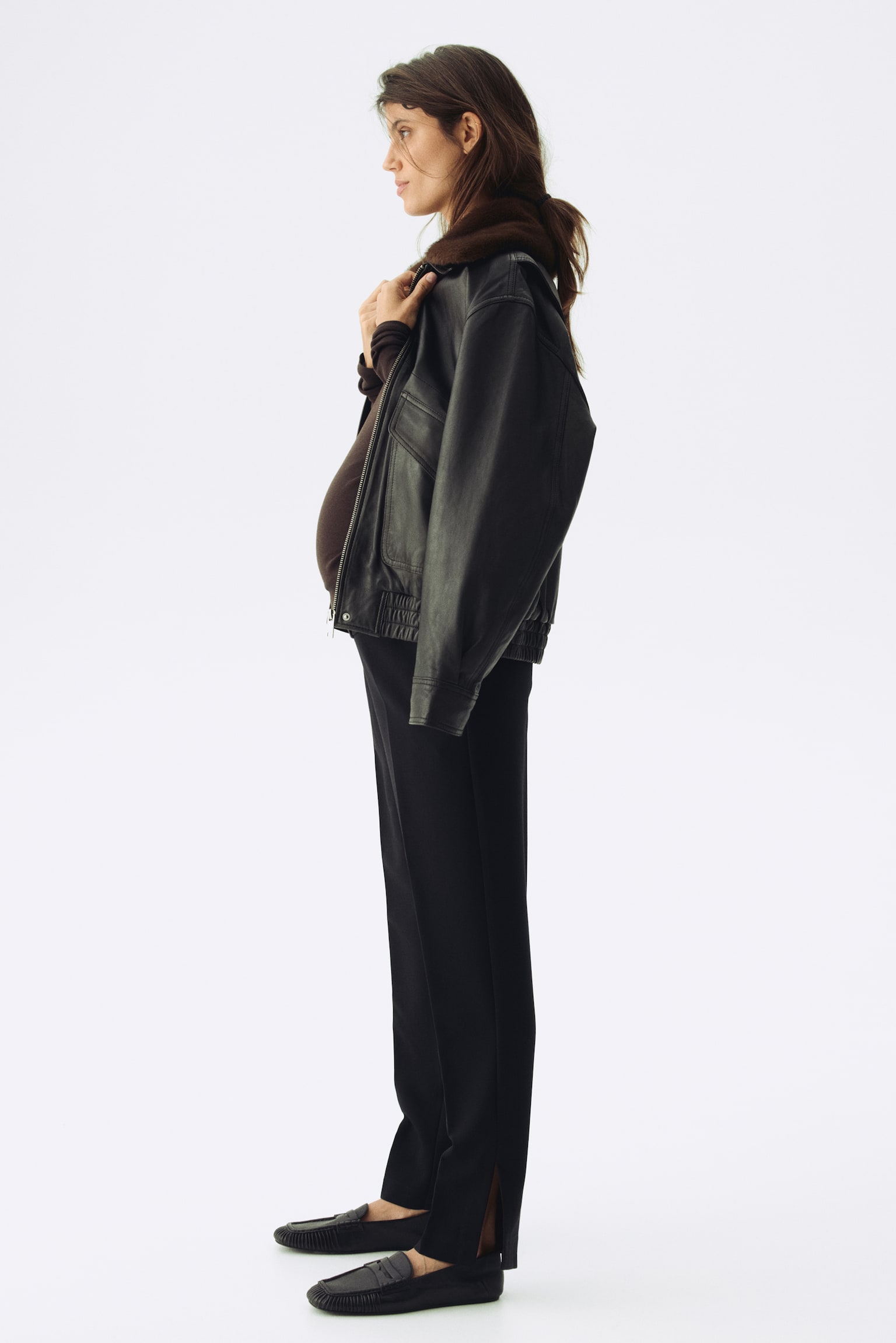 Женские брюки H&M Mama Slit-Hem, цвет: Чёрный — фото 5