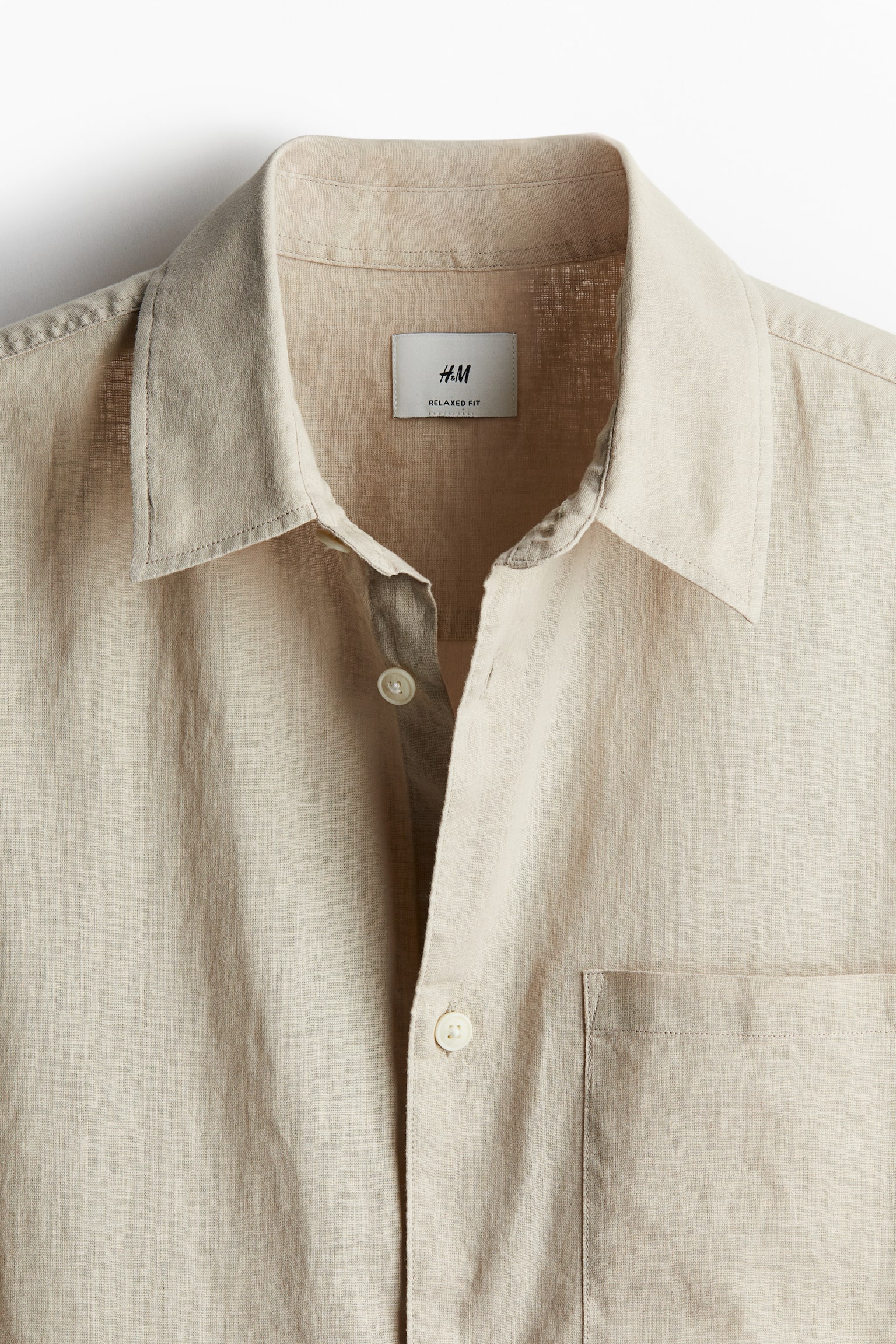 Regular Fit Short-sleeved linen-blend shirt - Beige/White/Light blue/Black/Sage green - 3