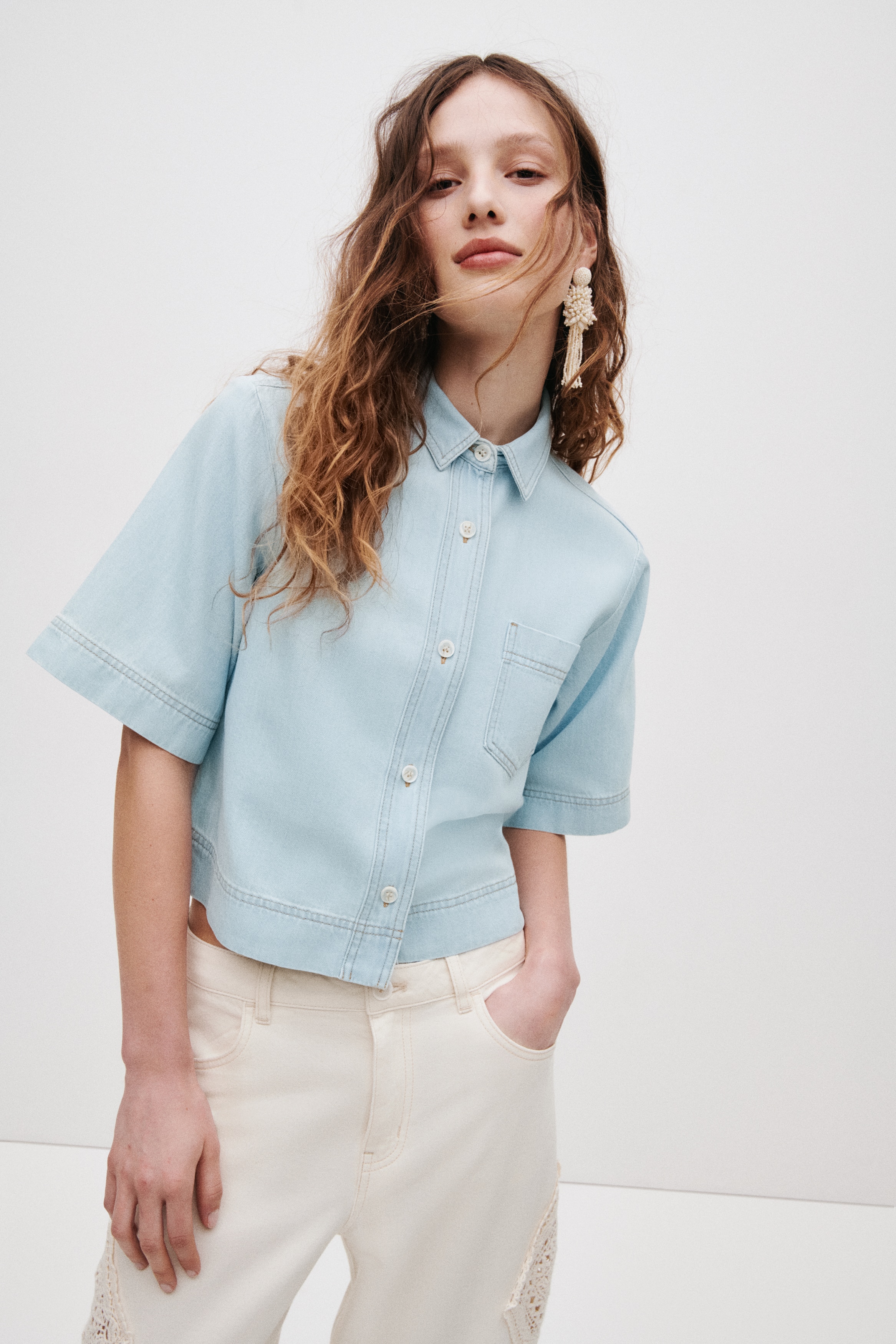 Camicia in denim a maniche corteModal
