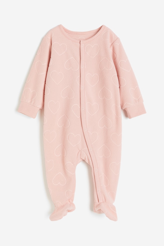 Fleece all-in-one pyjamas - Pink/Hearts - 1