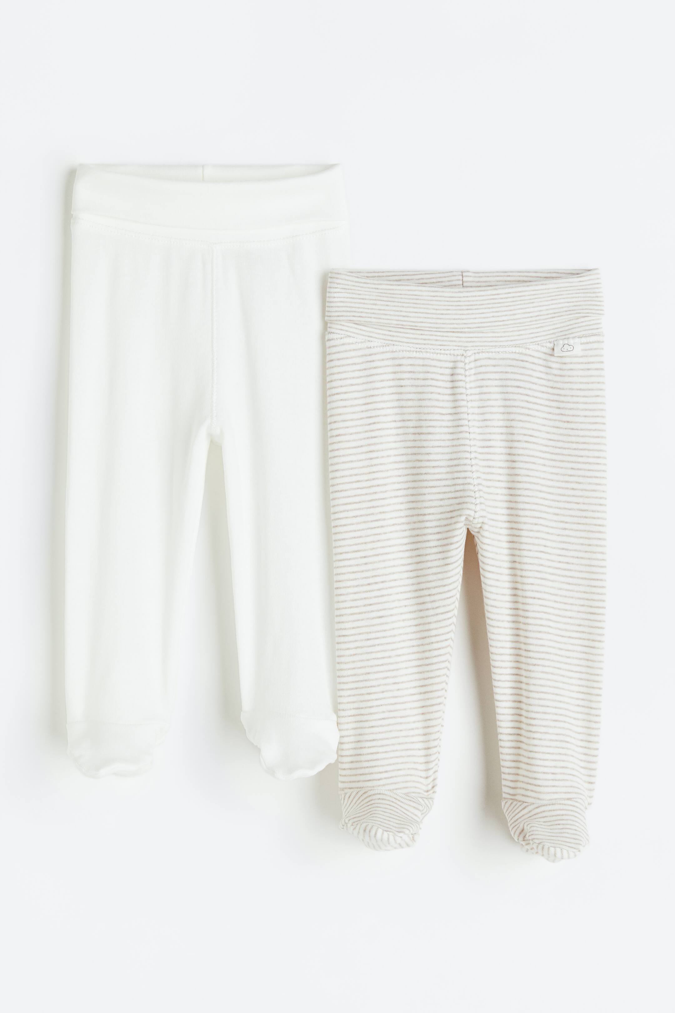 Ver imagen más grande: Pack 2 polainas de algodón - White/Beige striped - NIÑOS | H&M ES 1