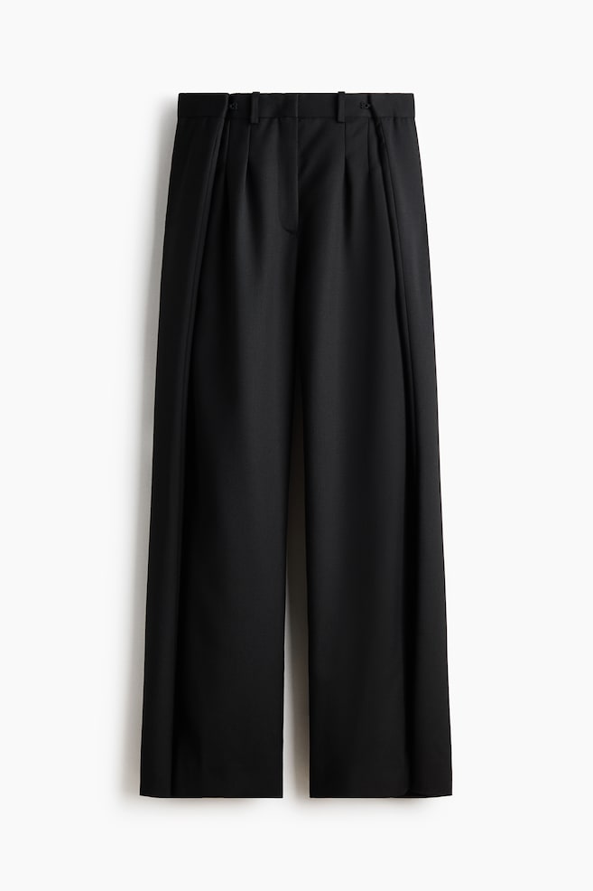 Wool-blend tailored trousers - Black - 1