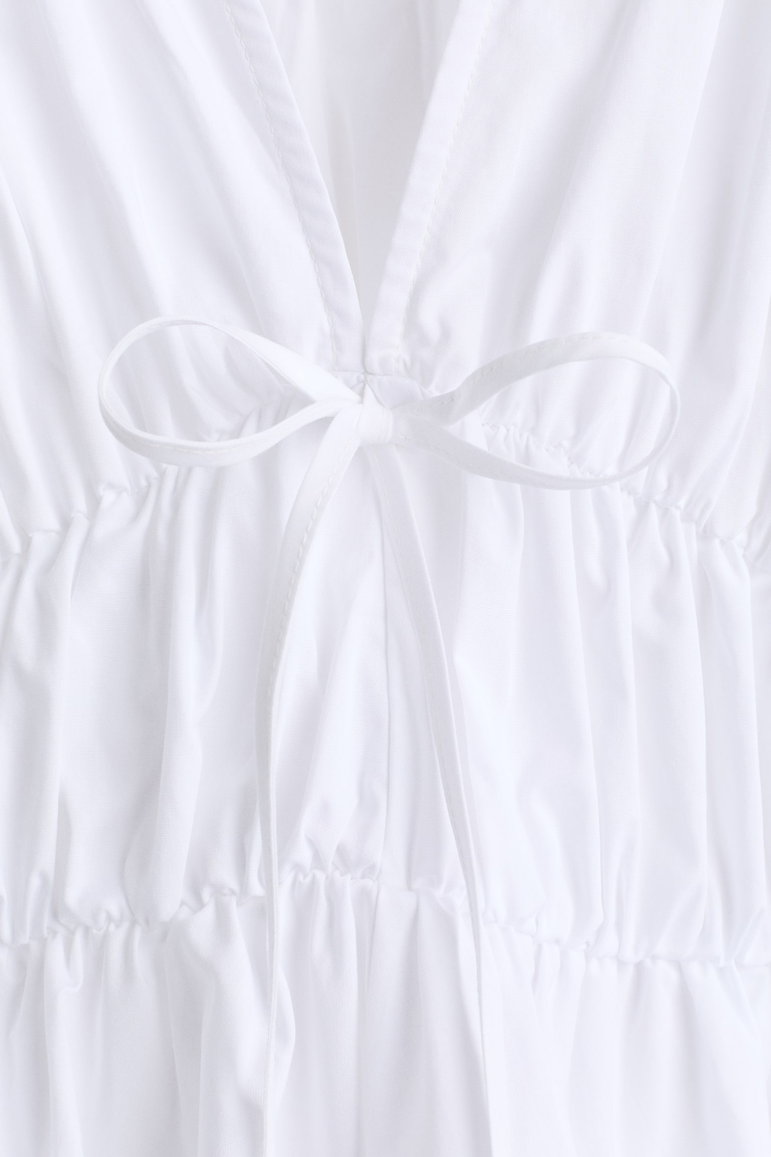 Drawstring poplin blouse - White - 3