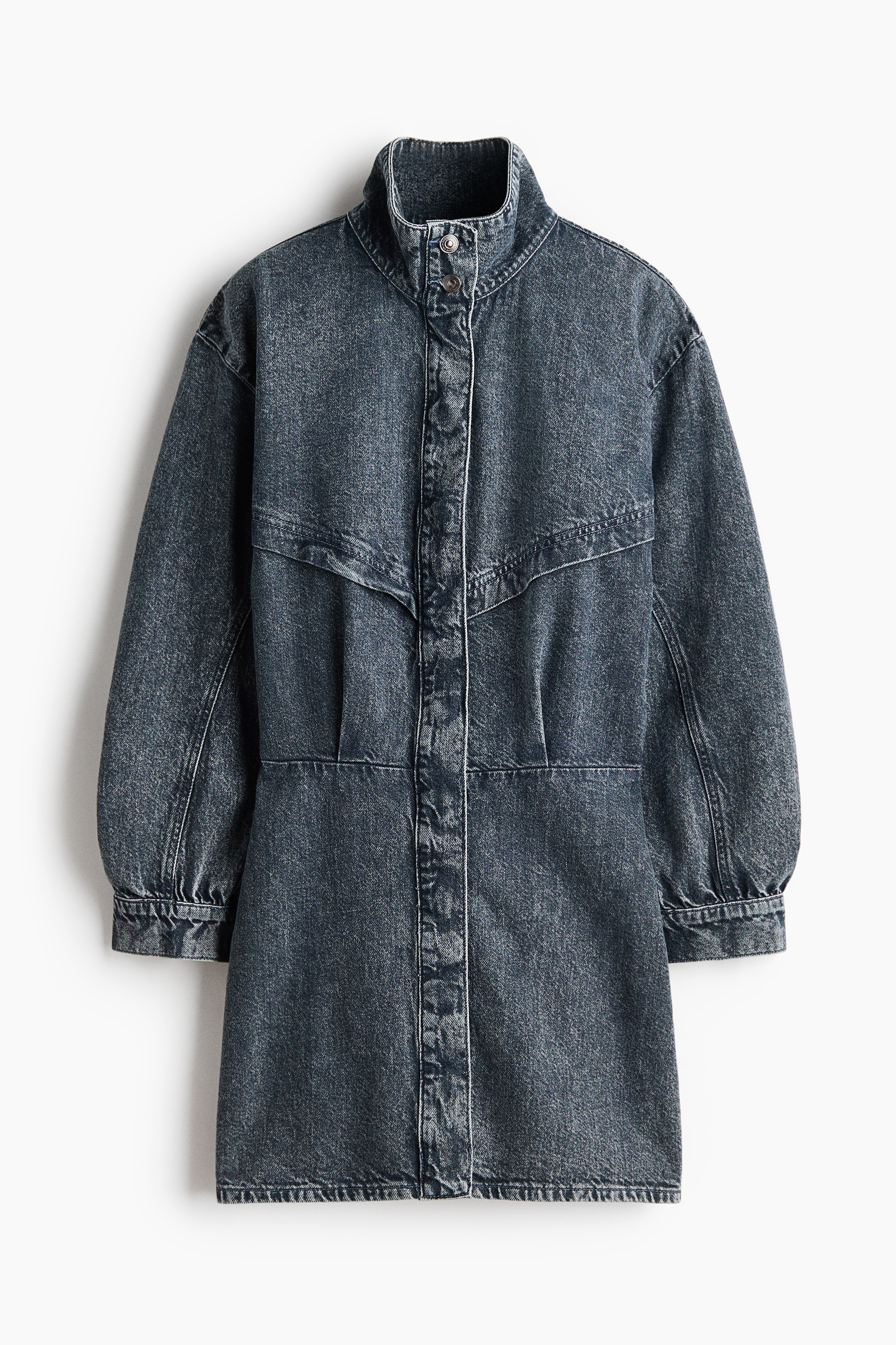 Button-front denim dress - Dark denim blue