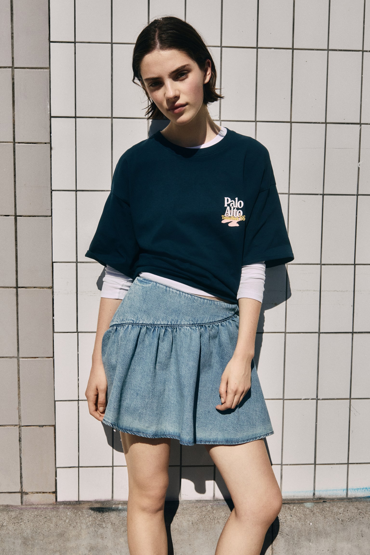Oversized Printed T-Shirt - Dark turquoise/Palo Alto/Gray melange/striped/Light green/The Perfect Matcha/Dark brown/sun/Light turquoise/Del Mare/Pale yellow/The New Issue/Blue/Vitamin Sea/Light yellow/Vacanze/White/palm trees/Cream/seashells/Dark gray/palm tree - 1