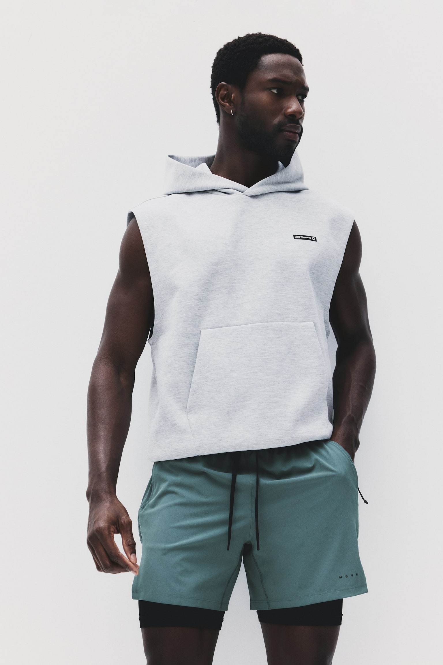 Double-layered sports shorts with DryMove™ - Dusty green/Dark grey/Beige/Black/Burgundy - 1
