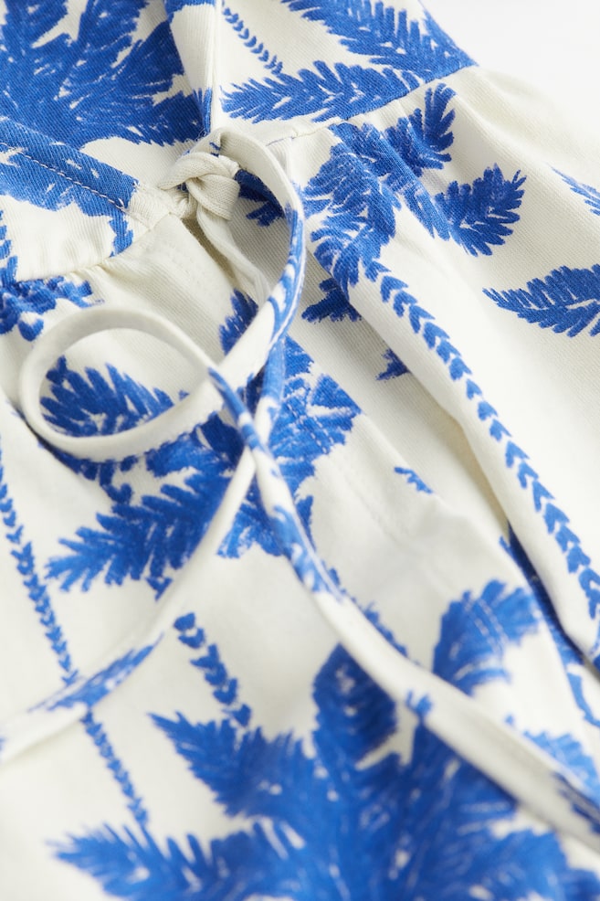 Cotton jersey wrap dress - Cream/Palm trees - 5