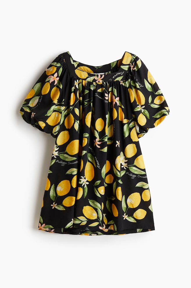 Robe tunique à manches ballon - Noir/citrons/Blanc/noir/fleuri/Noir - 1