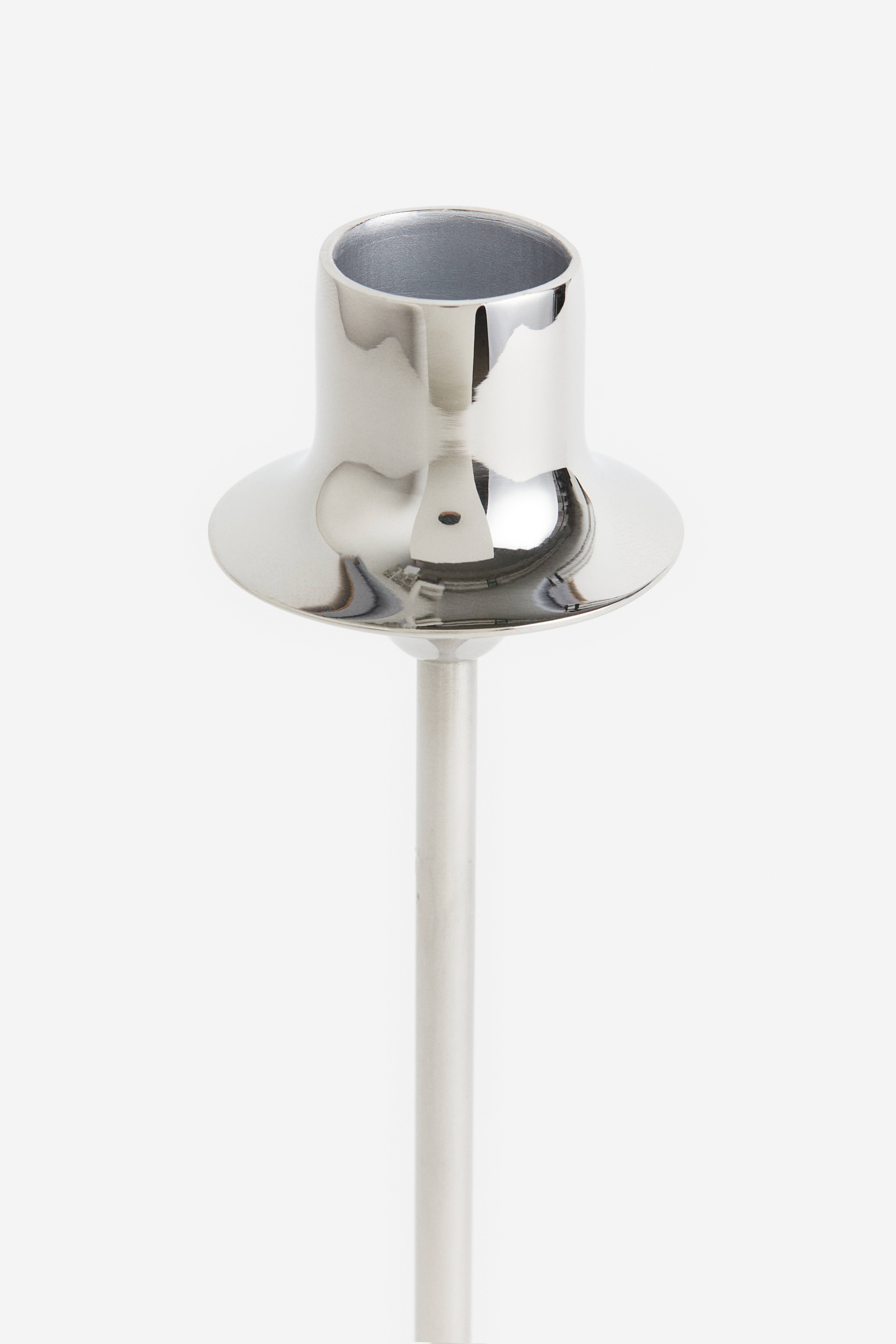 Bougeoir Atmosphera En Métal Argenté - Design Géométrique, Hauteur 7,9 Cm, Parfait Pour Bougies Traditionnelles Ou LED