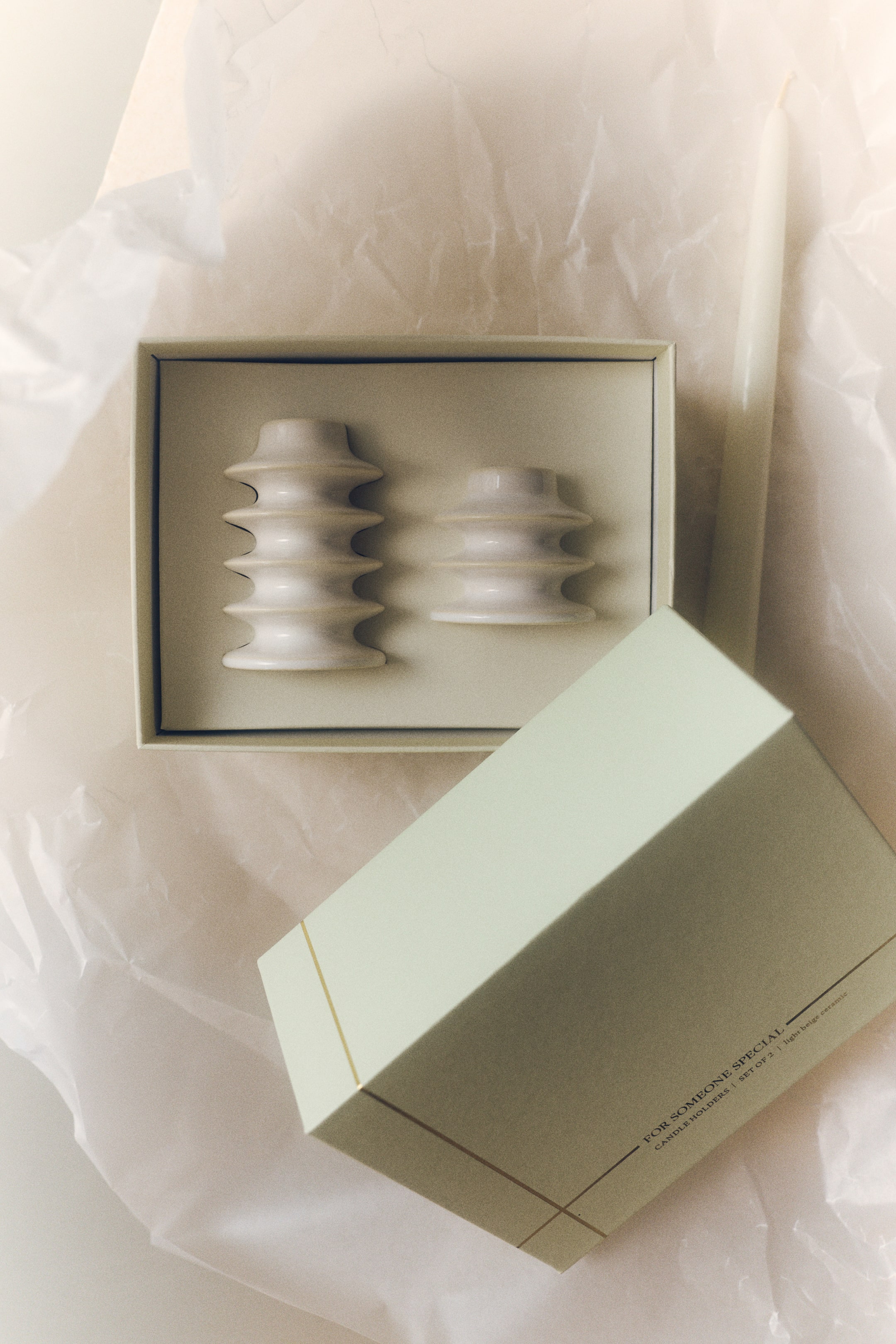 View larger image: 2-Piece Stoneware Candlestick Set - White - Home All | H&M CA 1