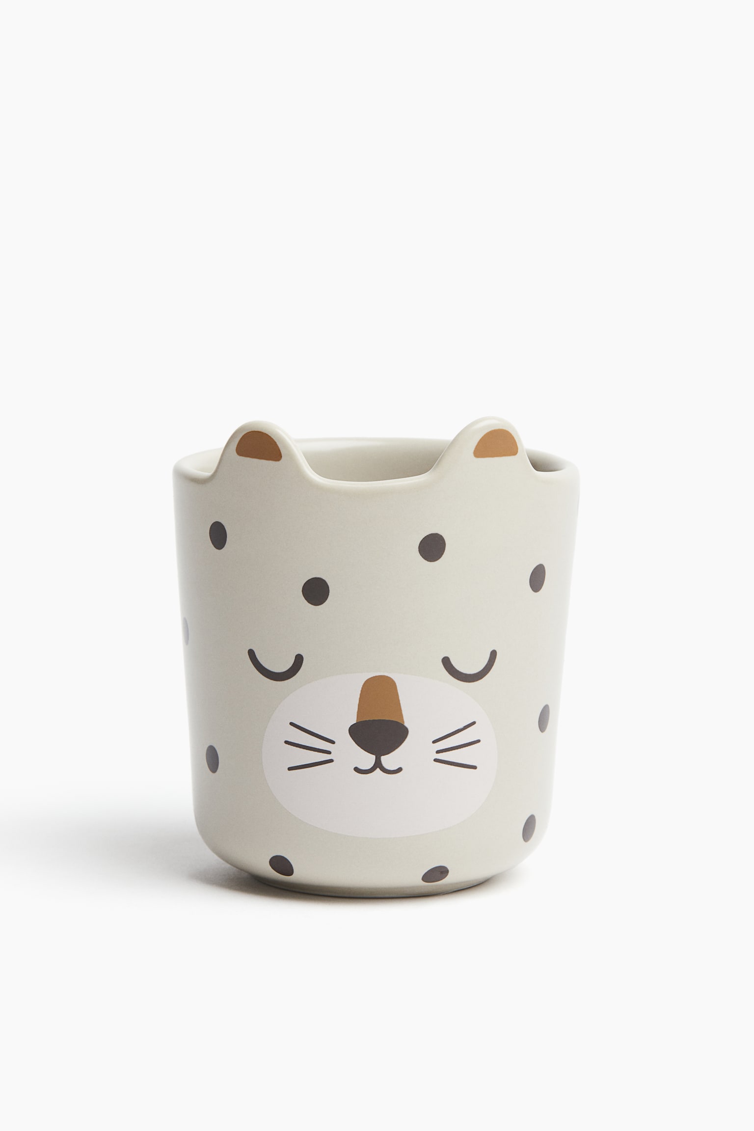 Motif-detail porcelain mug - Light beige/Leopard/White/Mouse/White/Dog - 1