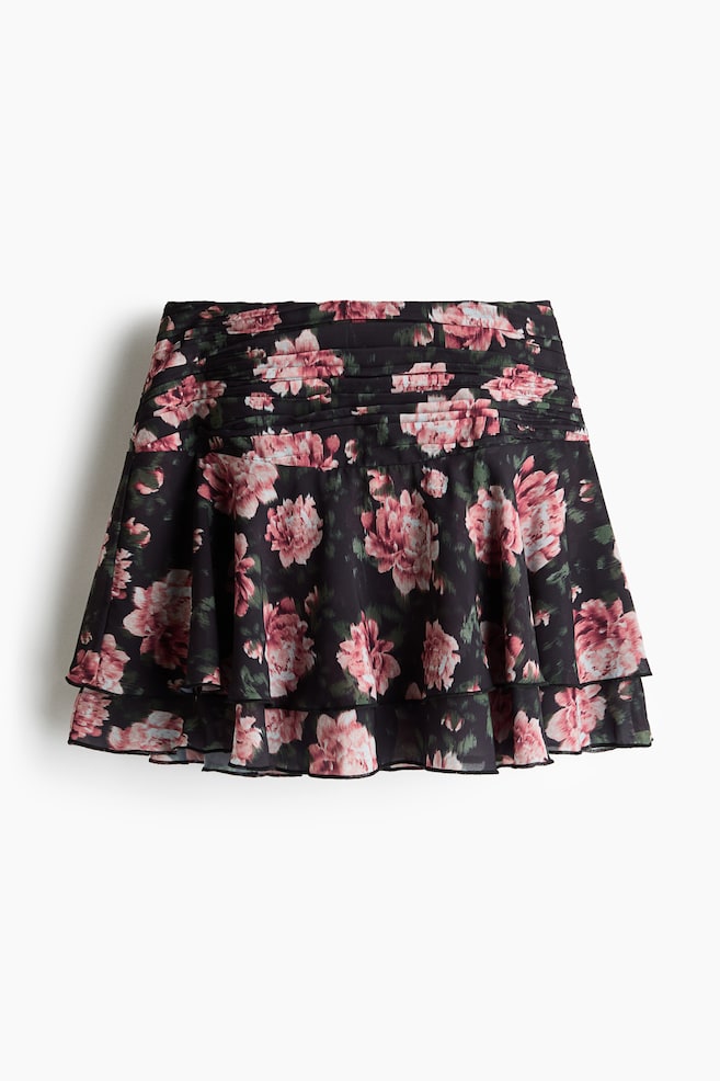 Tiered mini skirt - Black/Floral - 1