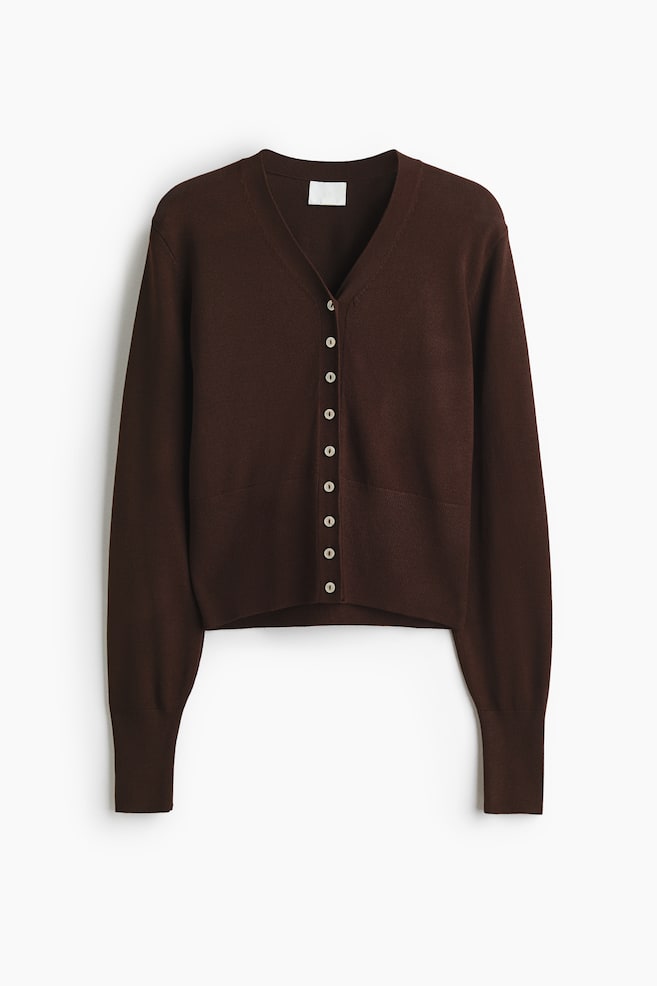 Cárdigan en tejido fino - Café oscuro/Rojo/Azul/Beige claro/Franjas/Blanco - 1