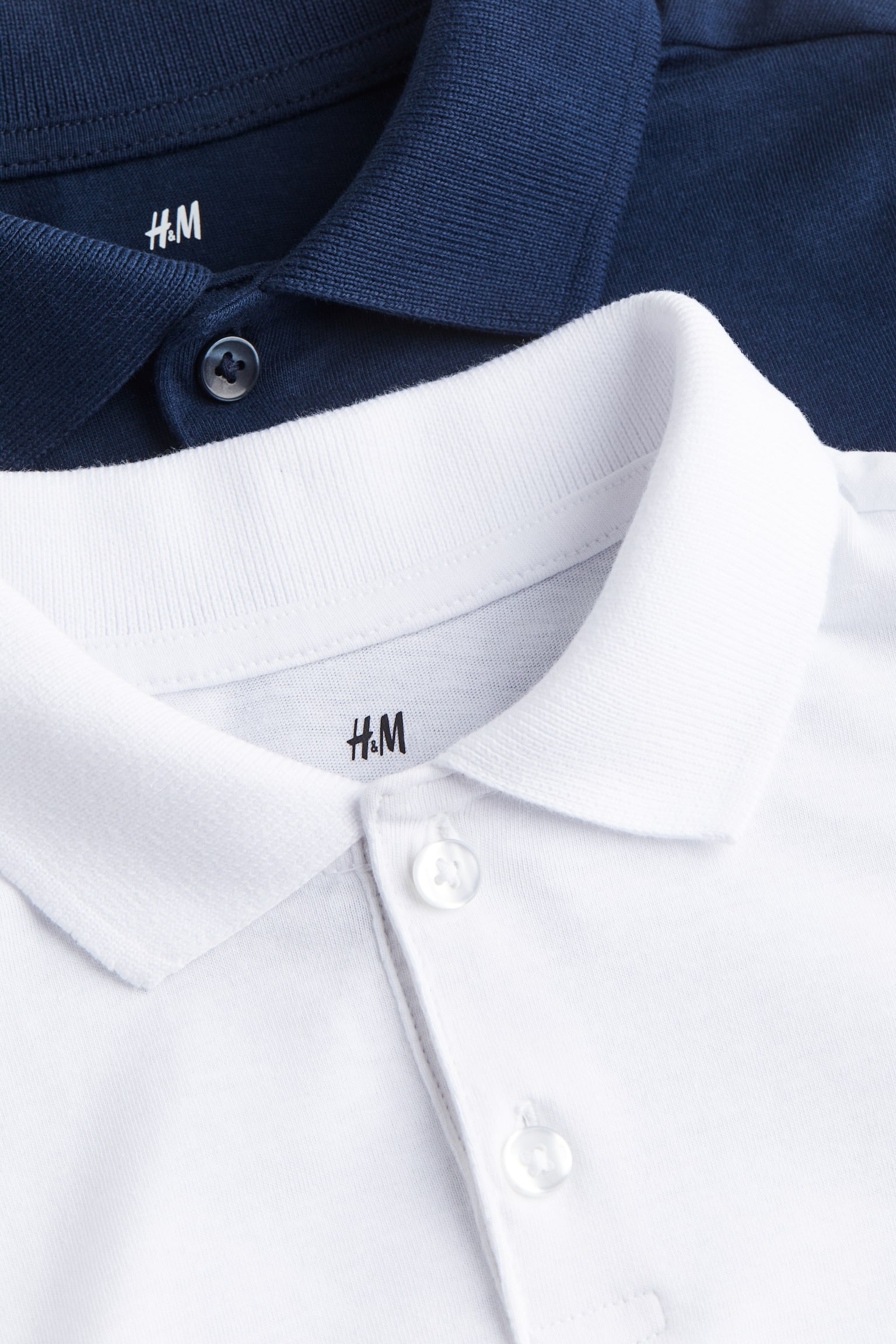 2-pack Cotton Jersey Polo Shirts - Navy blue/White - 2