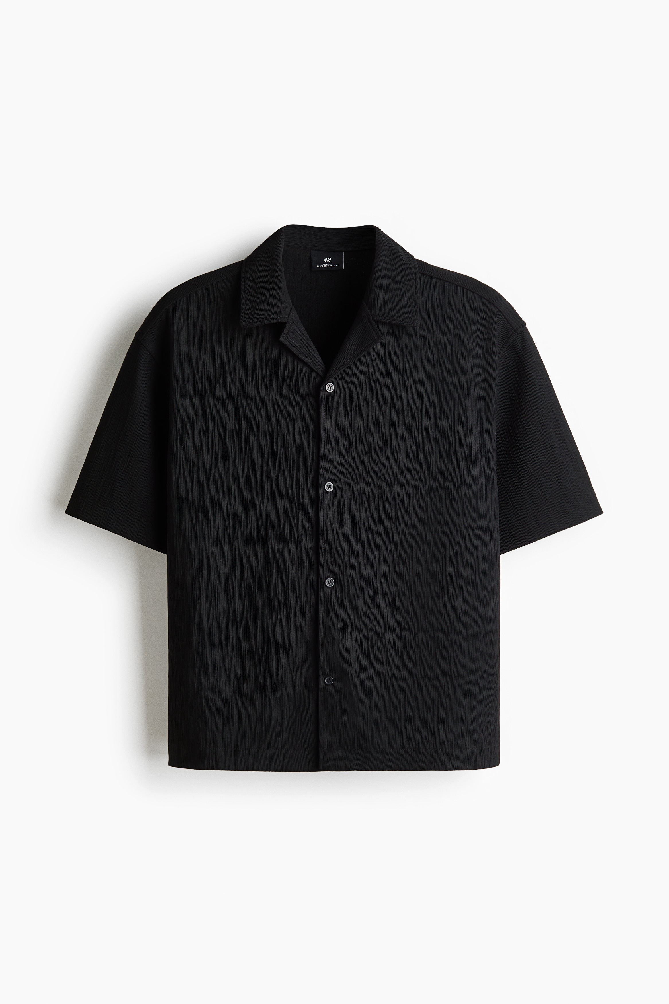 Camisa Resort Relaxed Fit - Negro/Crema