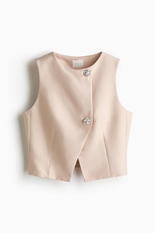 Chaleco cruzado asimétrico - Beige claro/Negro - 1