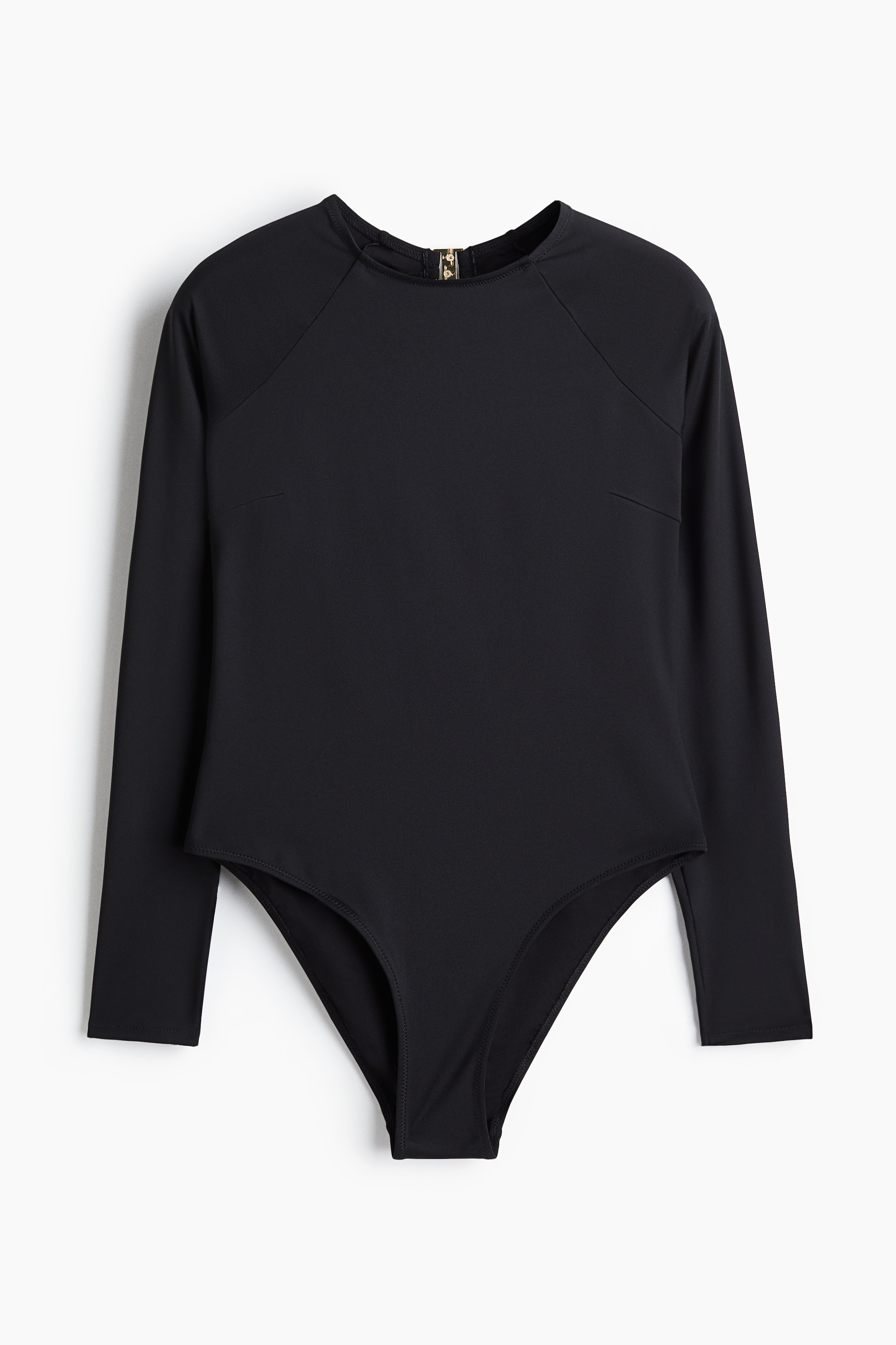 Långärmad baddräkt med vadderade kupor - Svart