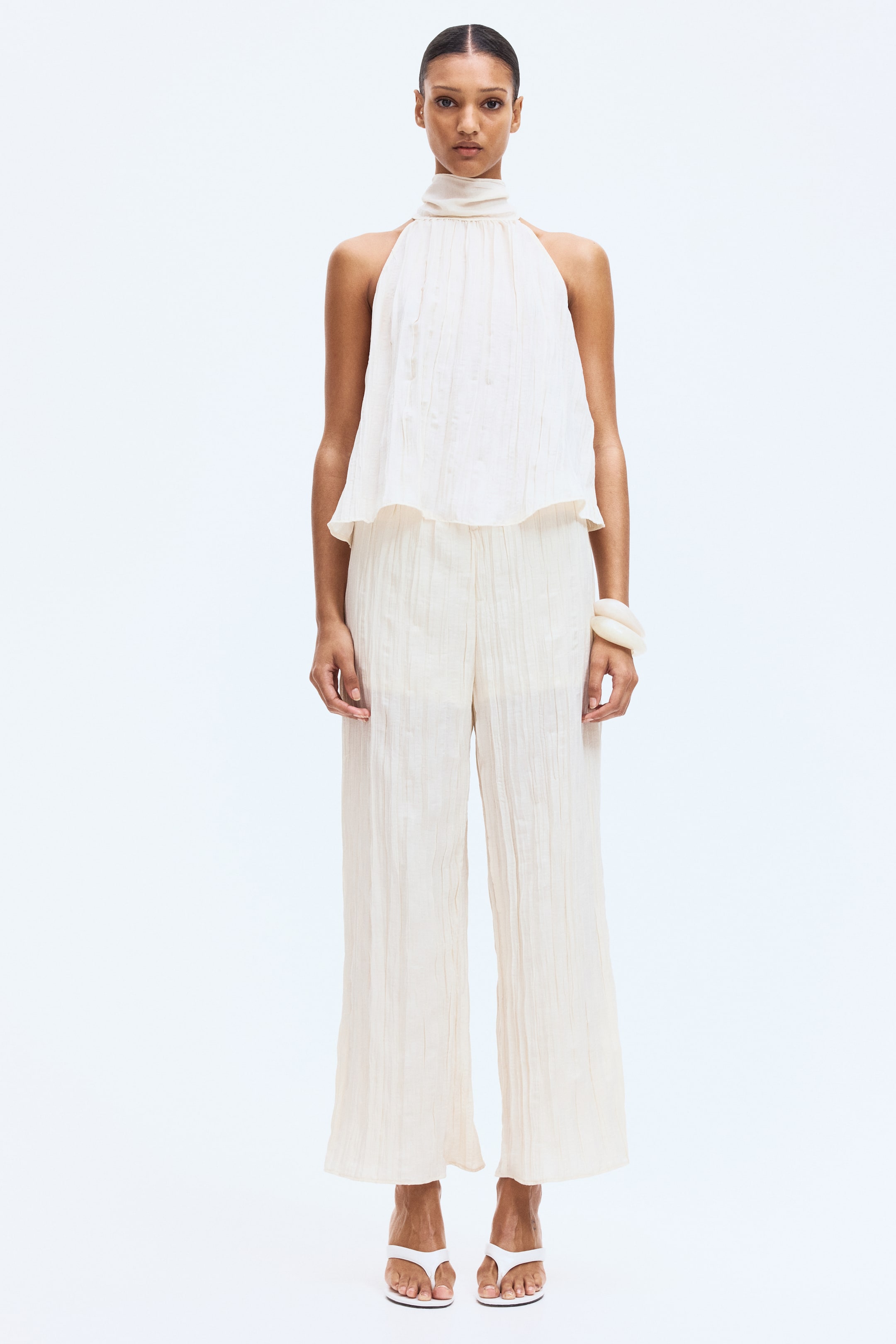 View larger image: Crinkled trousers - Light beige - Ladies | H&M IN 2