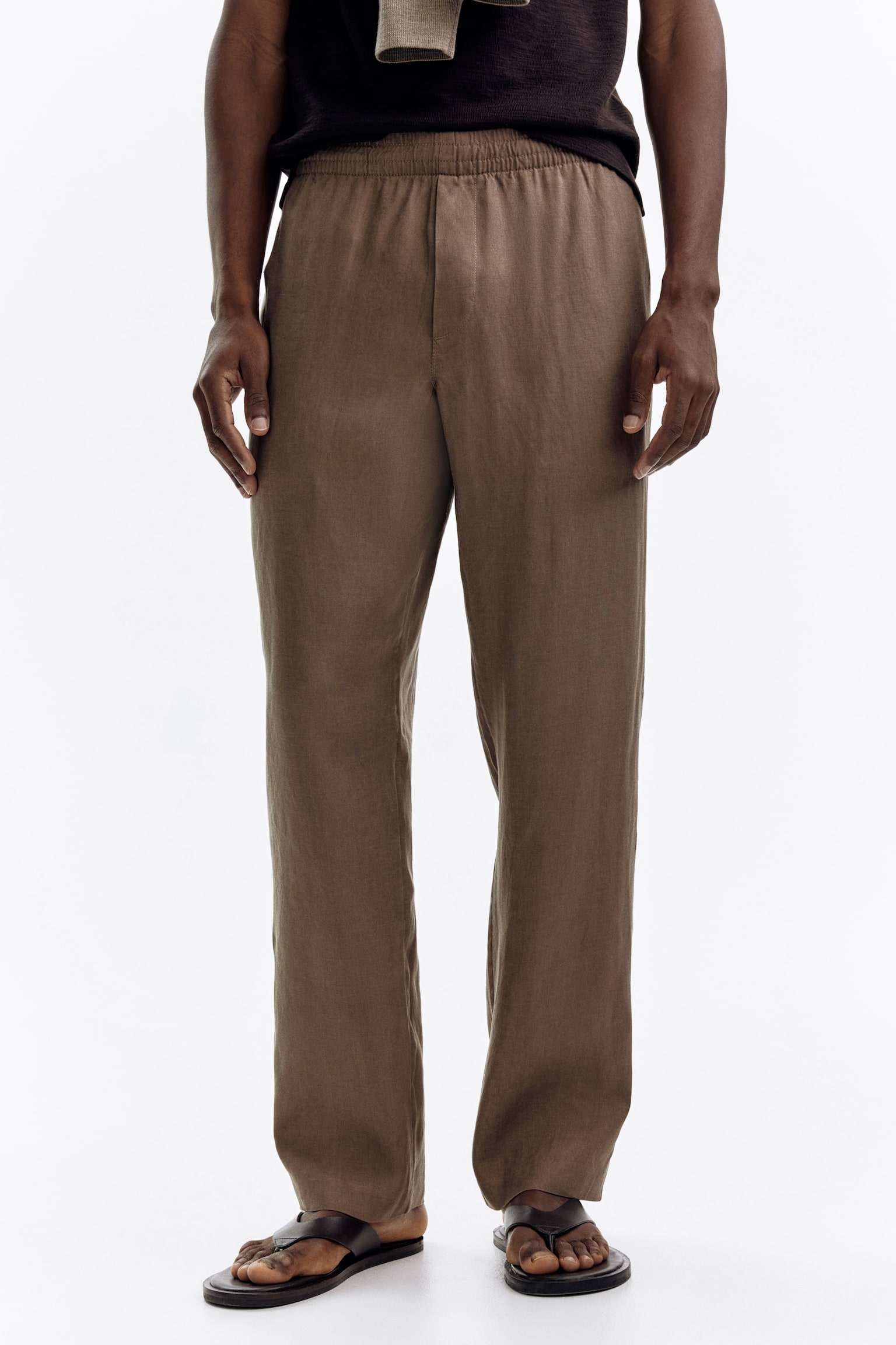 Pantalon Regular Fit en lin - Beige foncé/Beige clair/Gris foncé/Bleu marine/Noir/Blanc - 3
