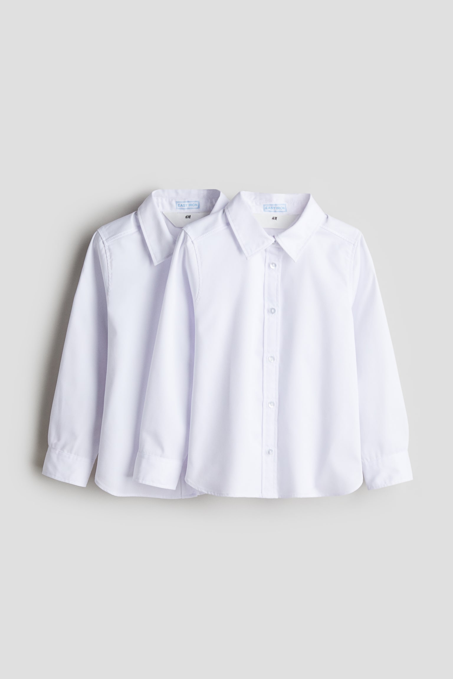 Детские рубашки H&M 2-pack Easy-iron Shirts, цвет: Белый — фото 1