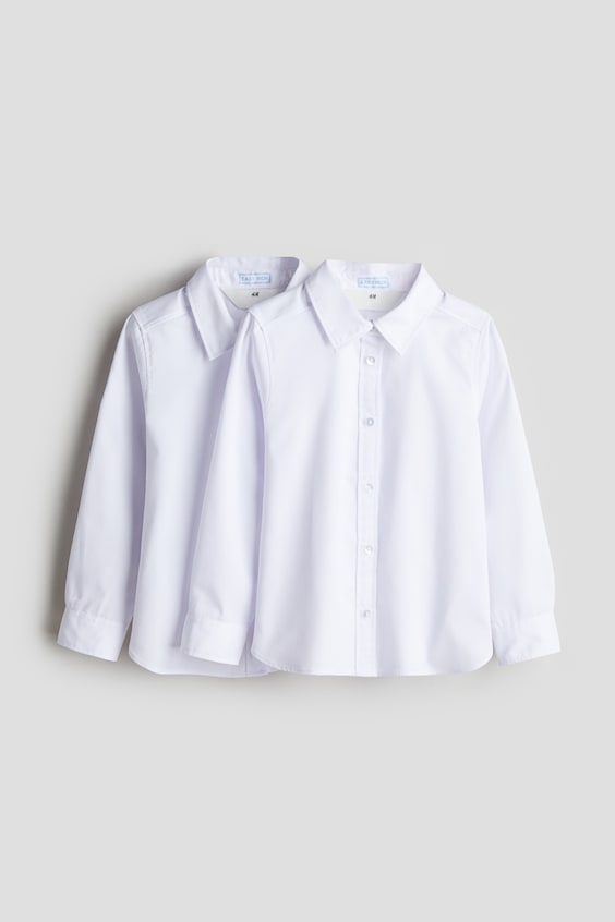 Детские рубашки H&M 2-pack Easy-iron, цвет: Белый