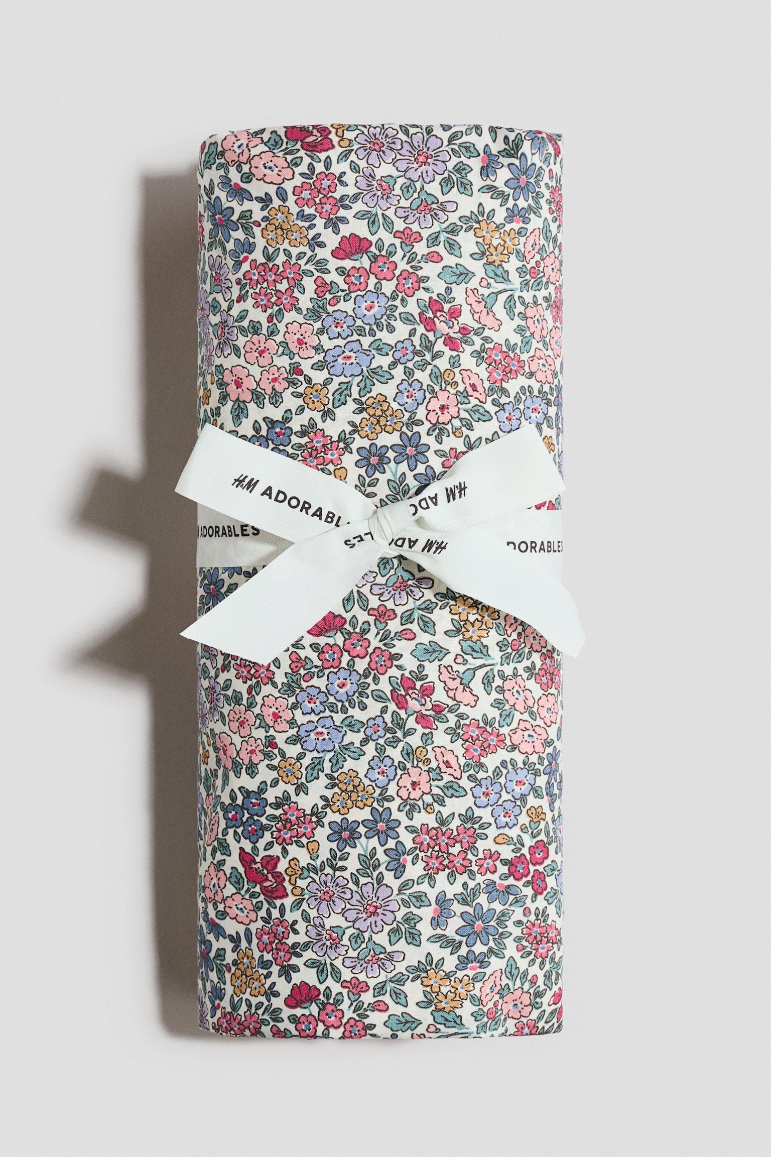 Cotton percale fitted sheet - Cream/Floral - 1