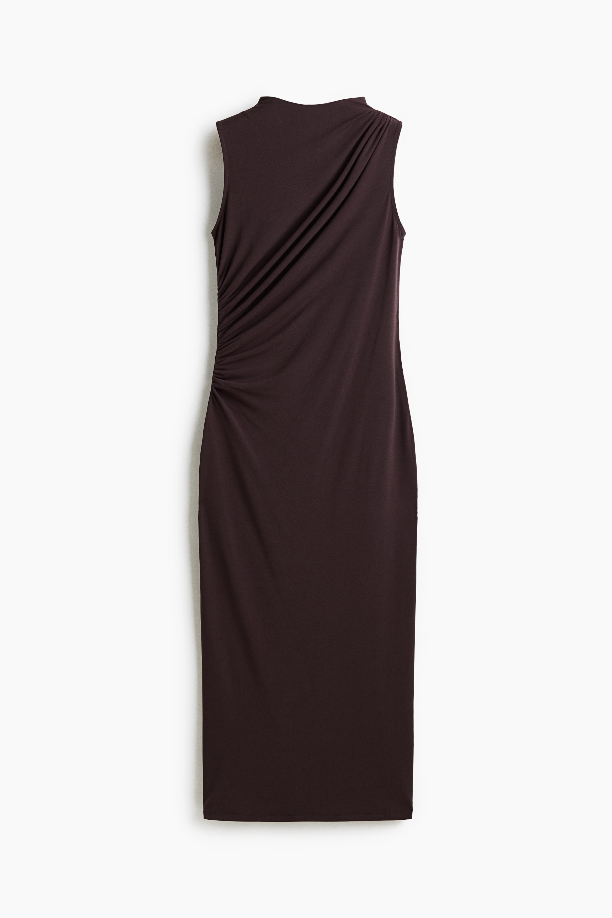 Drapeli Elbise - Koyu kahverengi