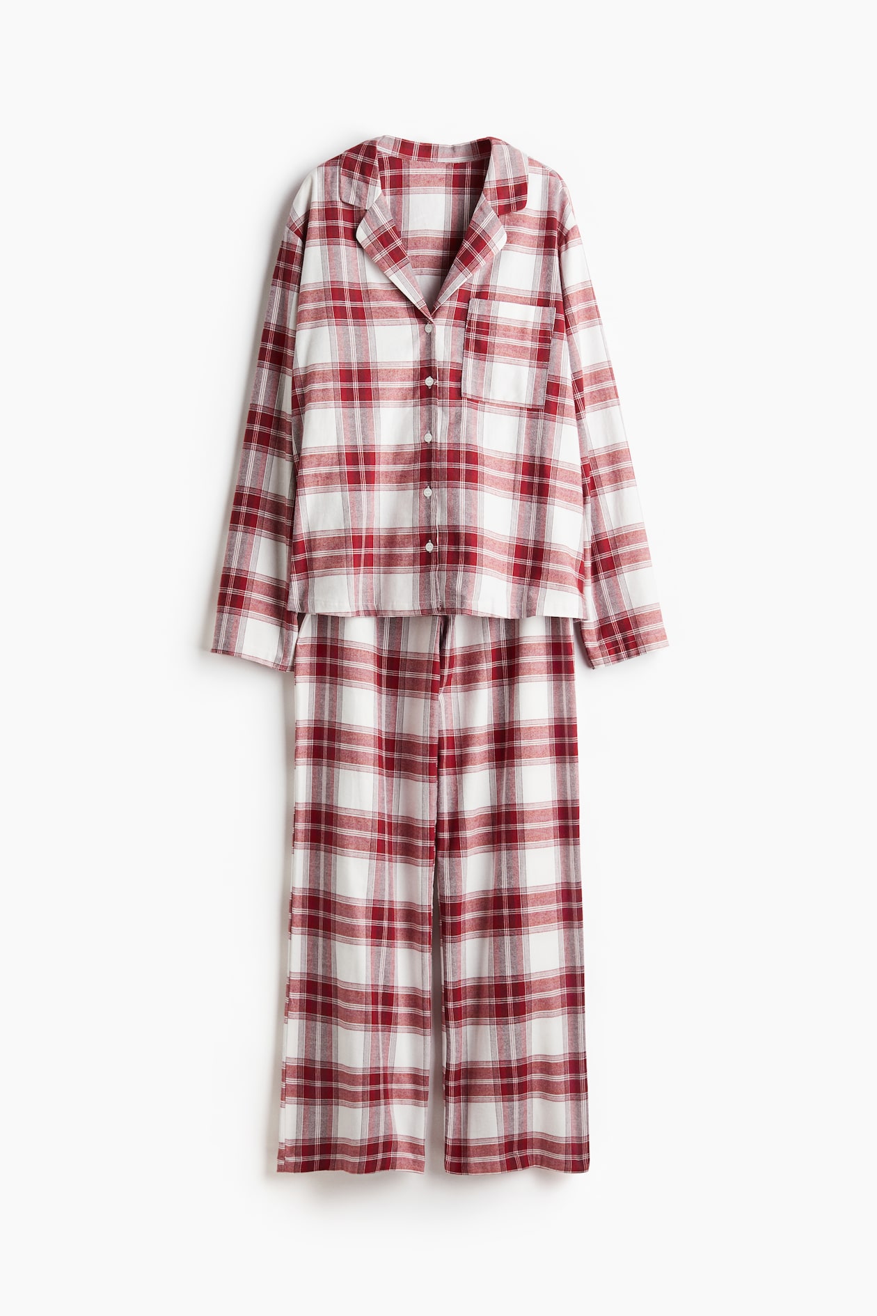 Flannel pyjamas White/Red checked=