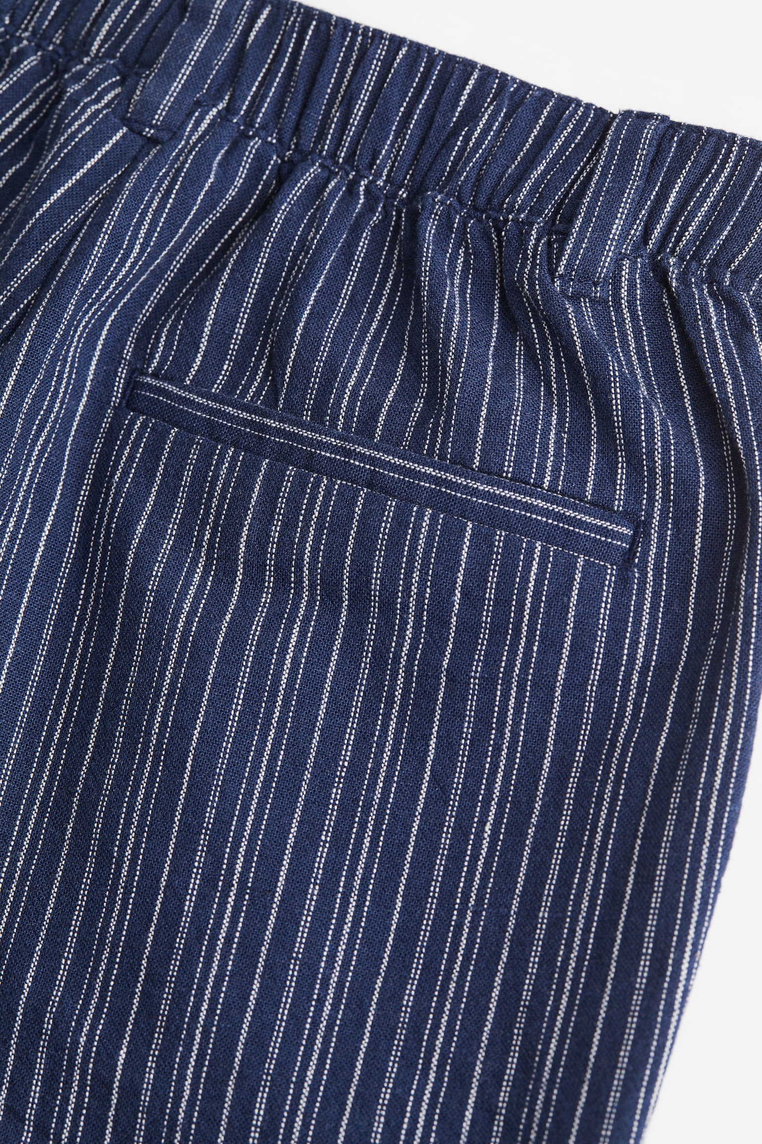 Linen-blend chino shorts - Dark navy blue/Striped - 3