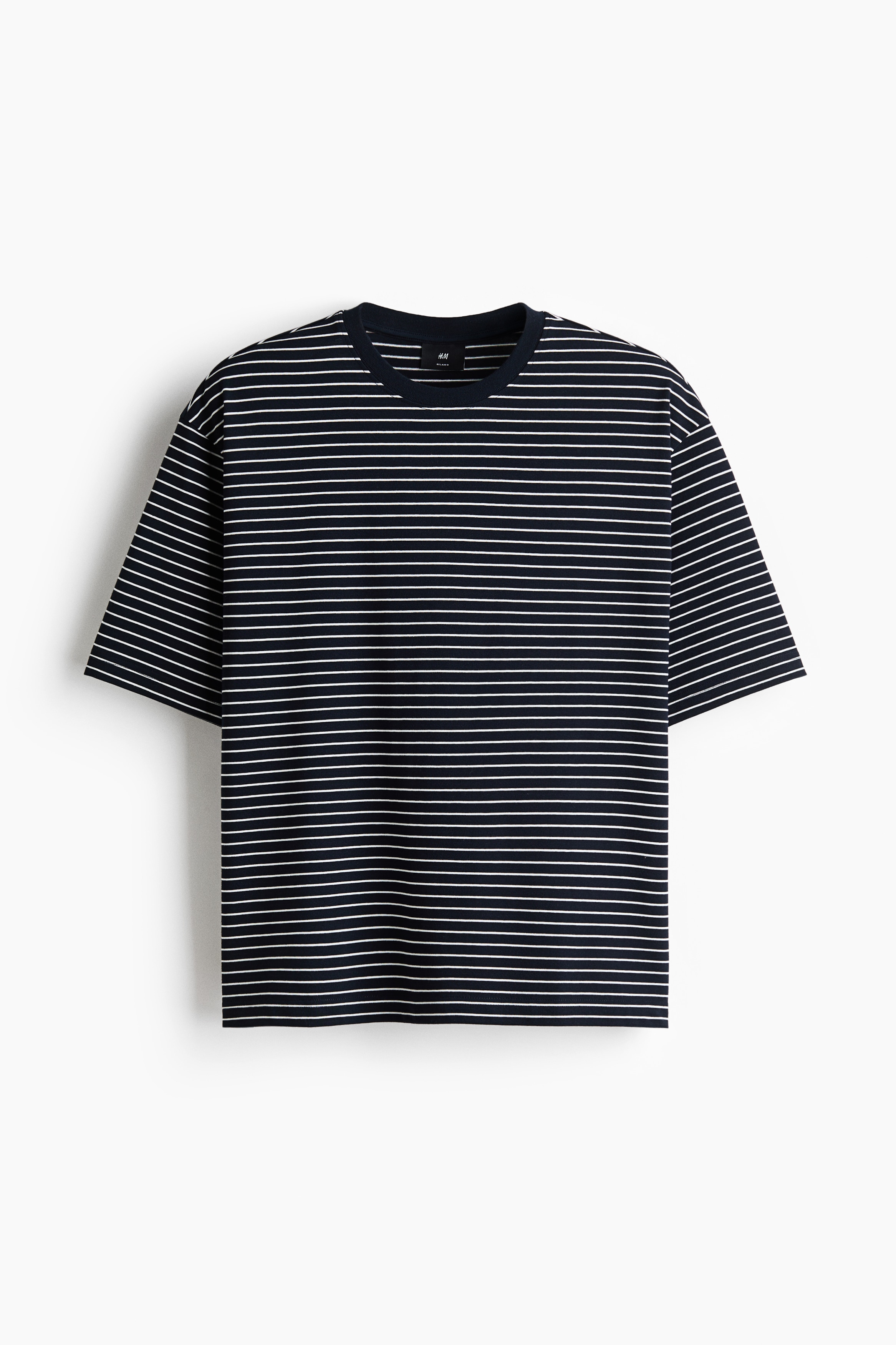 Pamučna majica četvrtastog kroja Relaxed Fit - Teget/pruge/Bela/pruge/Krem/smeđa/pruge