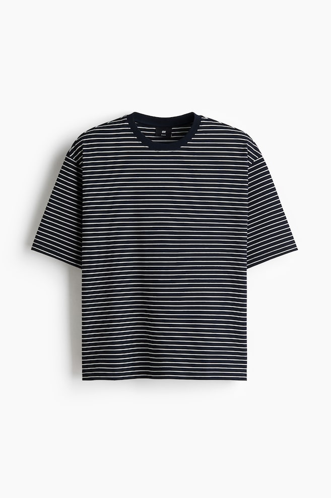 Relaxed Fit Boxy cotton T-shirt - Navy blue/Striped/Cream/Brown striped/White/Striped - 1