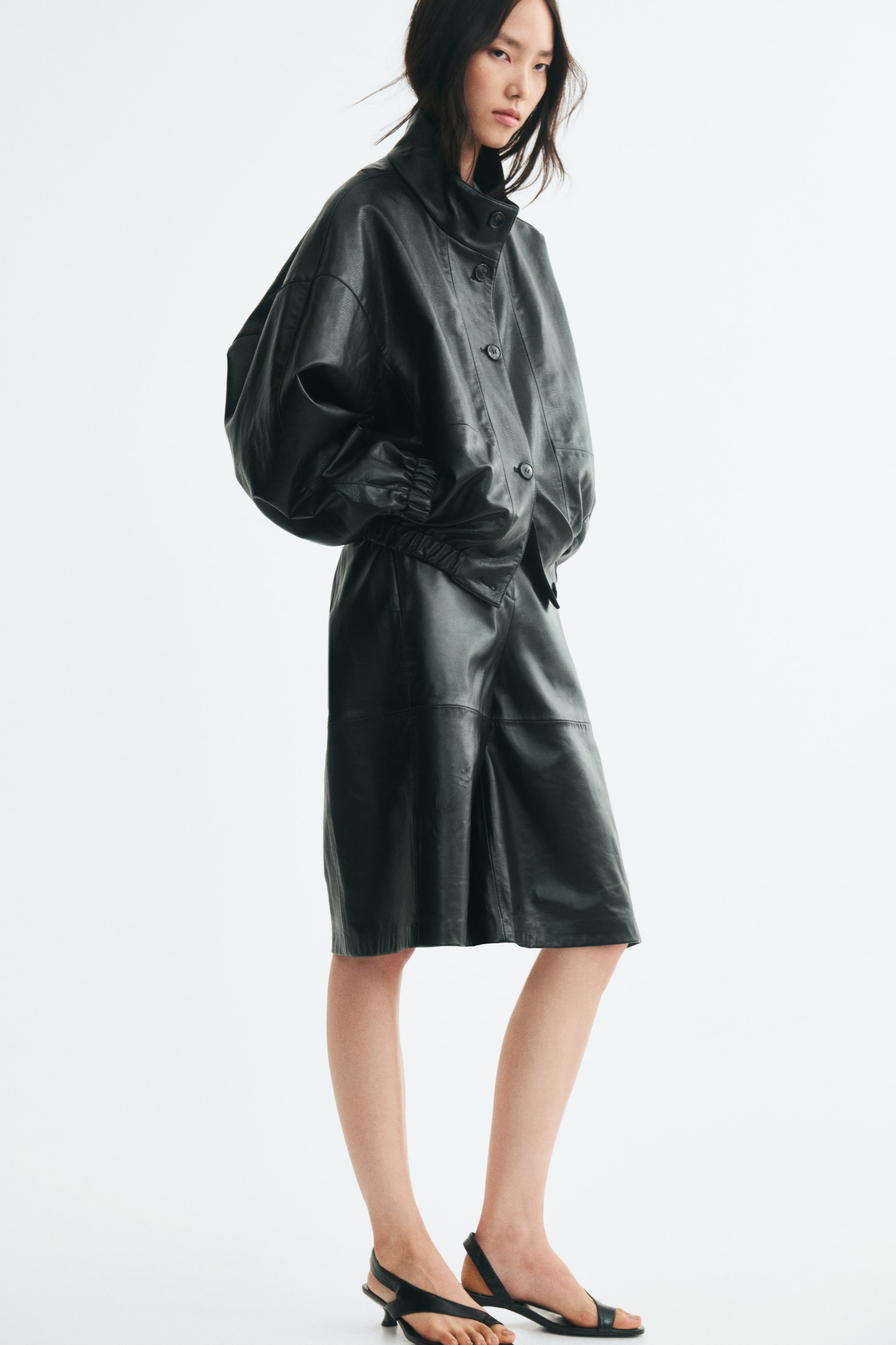 View larger image: Coated funnel-collar jacket - Black - Ladies | H&M 1