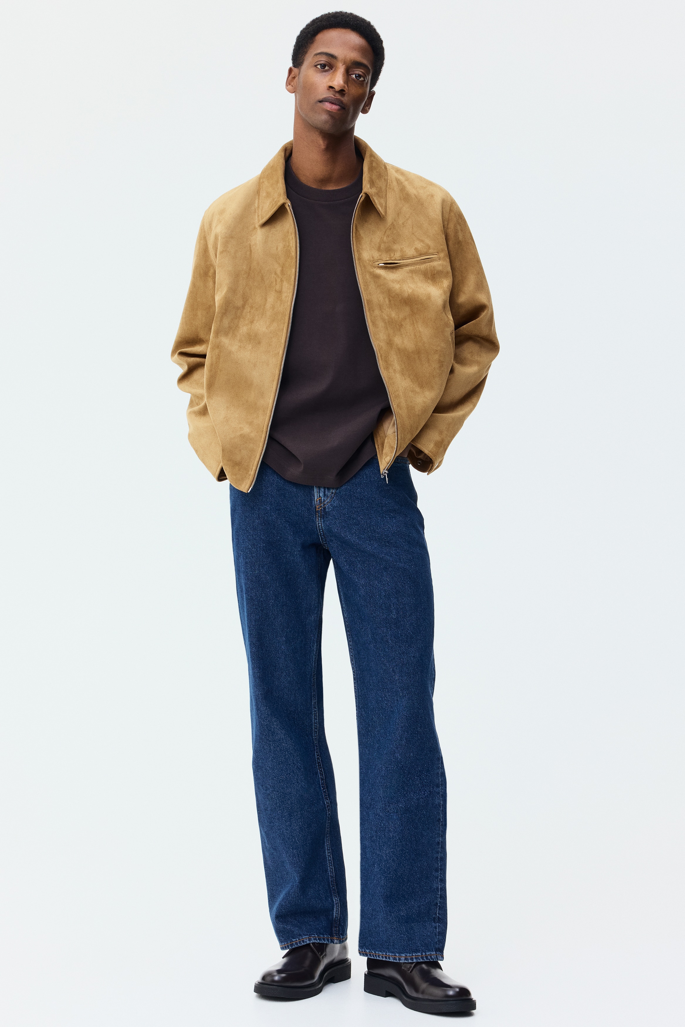 ベージュ コットン ジャケット コーデュロイ襟 襟付きジャケット - ダークベージュ - Men | H&M JP