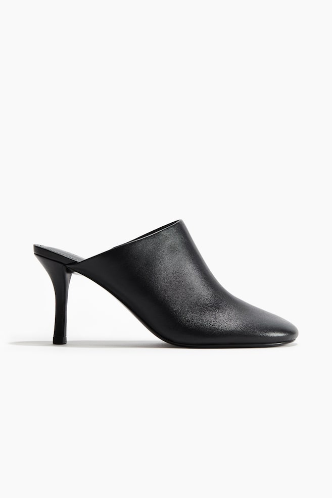 Leren slip-ins met hak - Zwart - 1