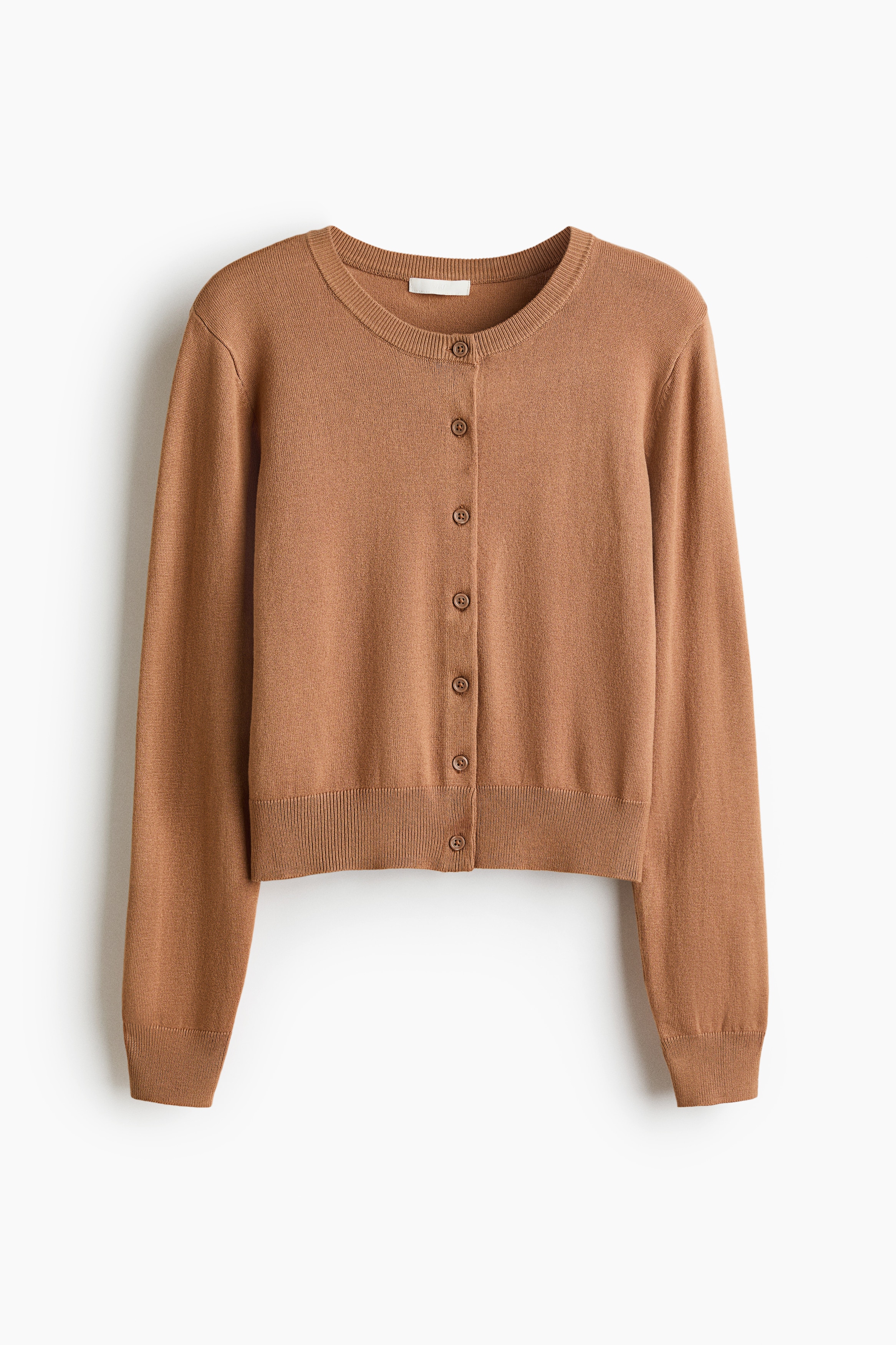 Fine-knit cardigan - Dark beige/Dark green