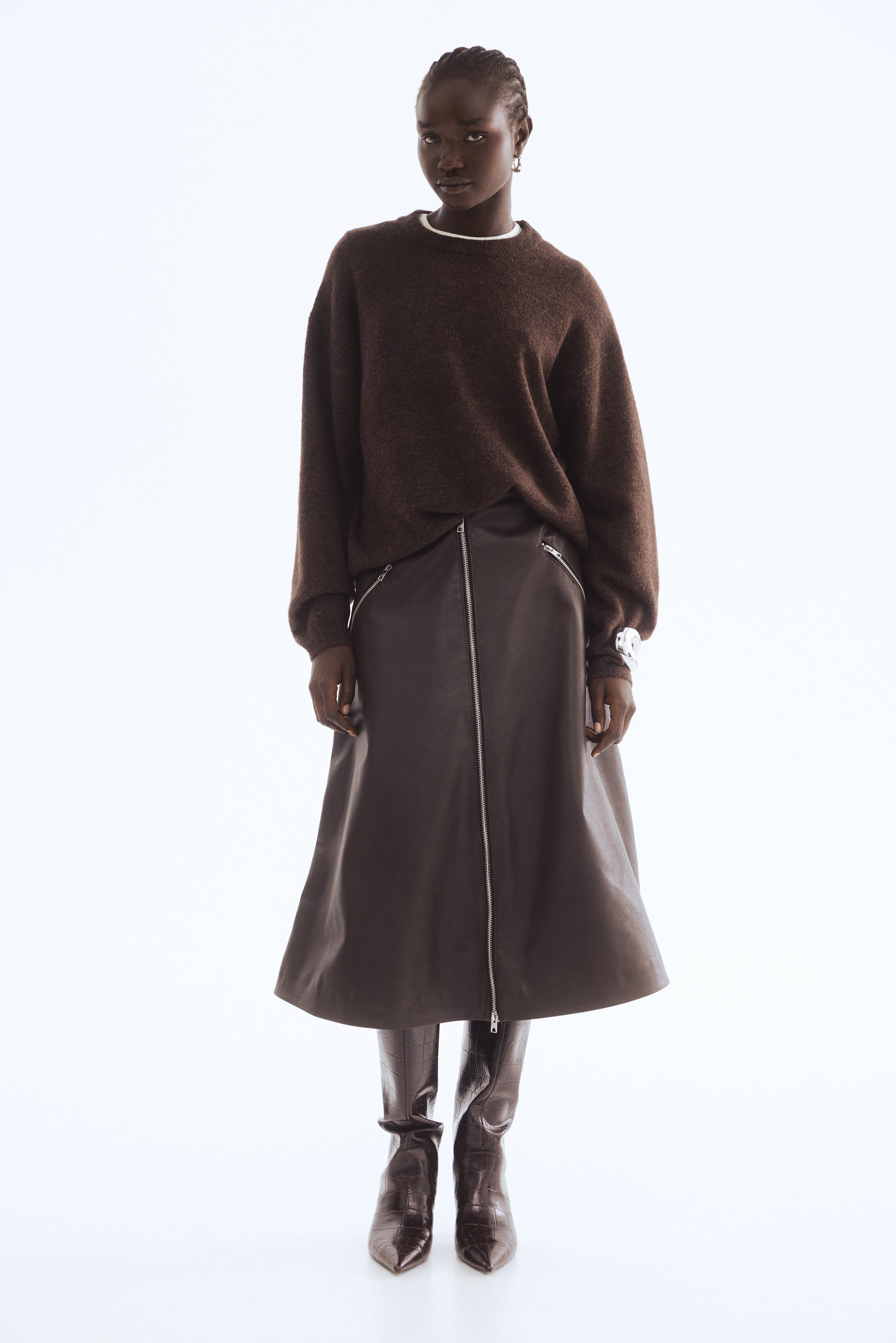 L様 ニットFダークブラウン ファインニットセーター - ダークブラウン - レディース | H&M JP