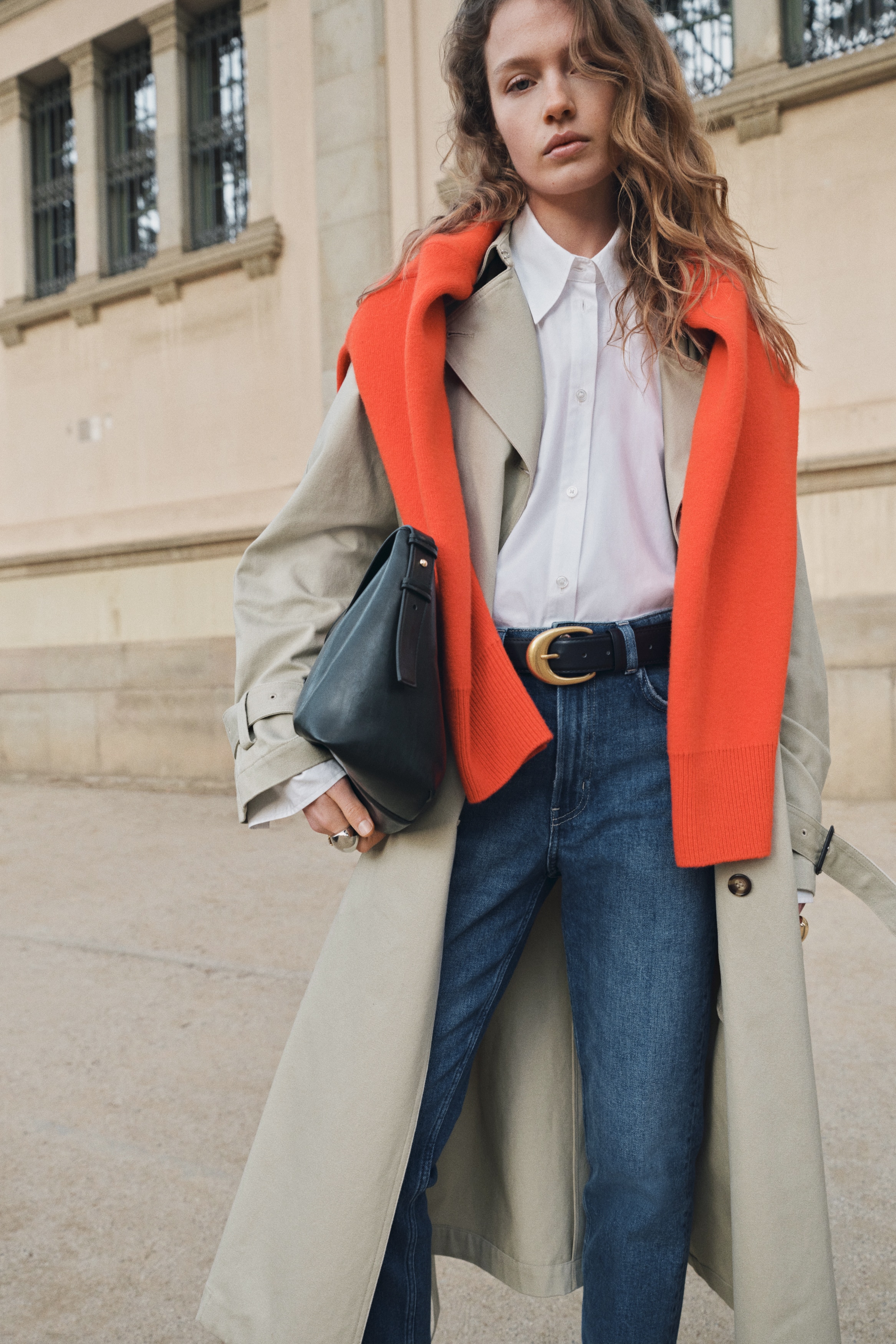 Slim Straight High Ankle Jeans - Denim blue/Light denim blue/White