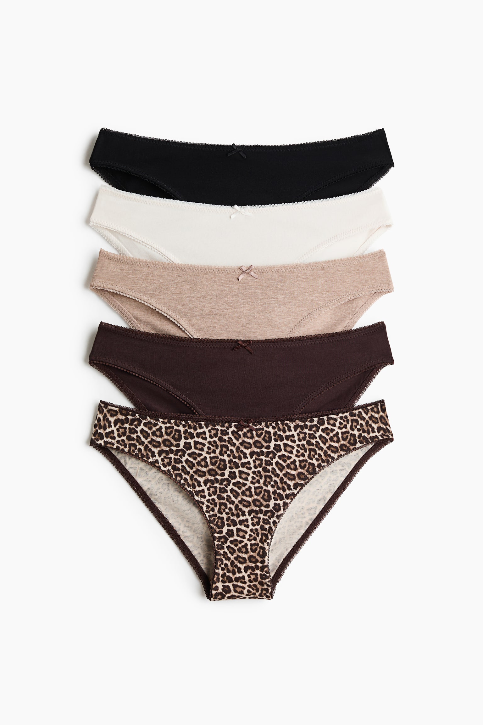 5-pack Panties bikini de algodón - Beige/Estampado de leopardo