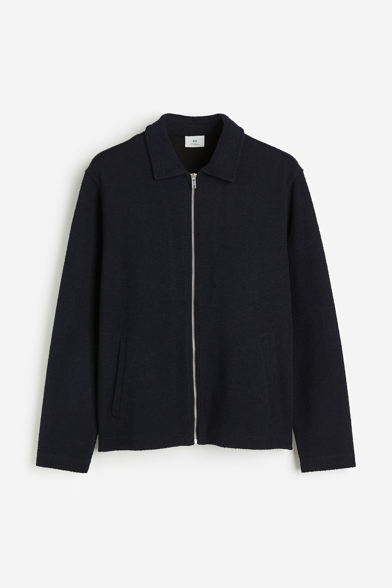 Regular Fit Bouclé jersey jacket - Dark blue - 2