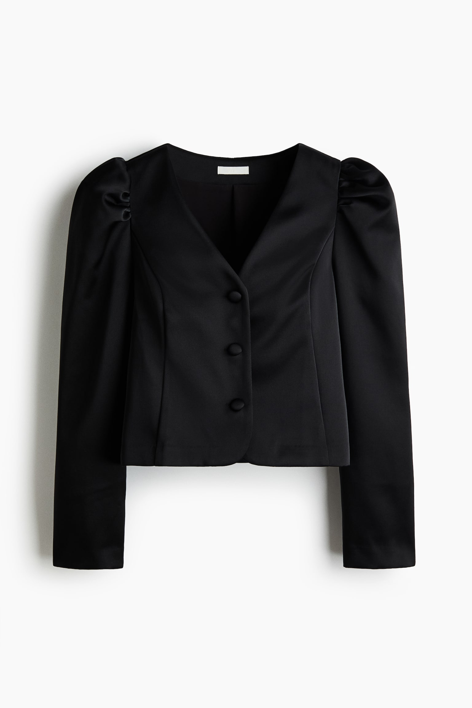Puff-sleeved blouse - Black - 2