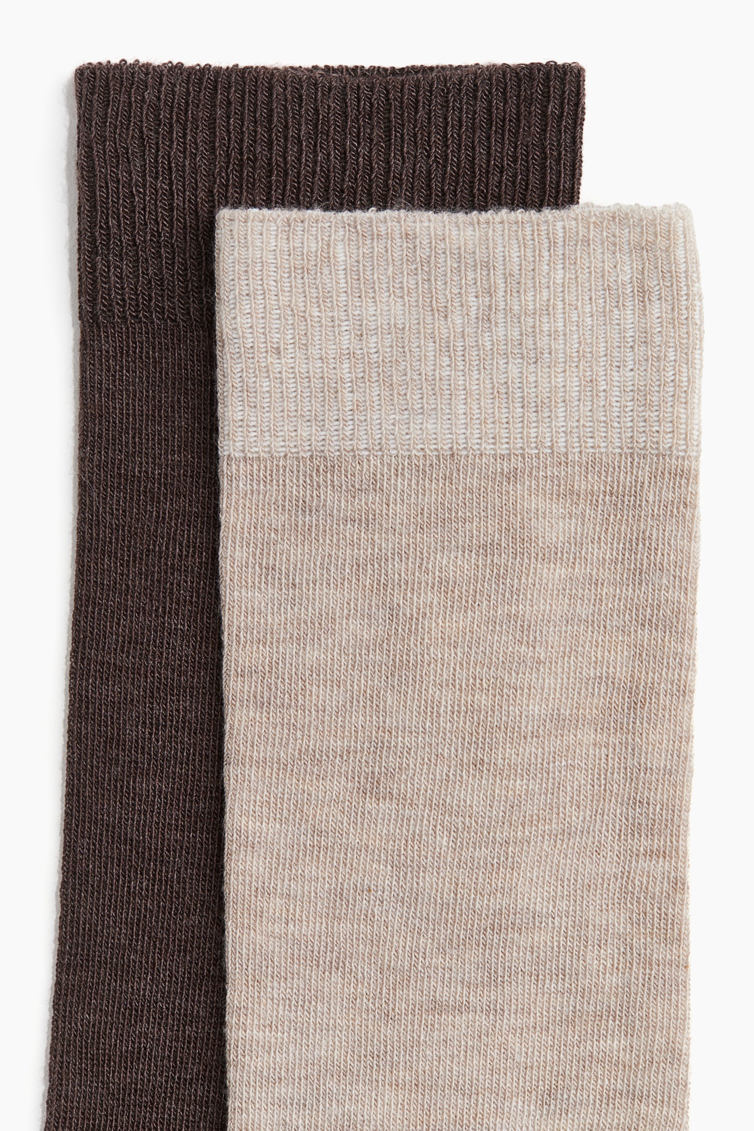 2-pack knee-high socks - Light beige/Dark brown/Black/Light grey marl/Dark grey marl - 3