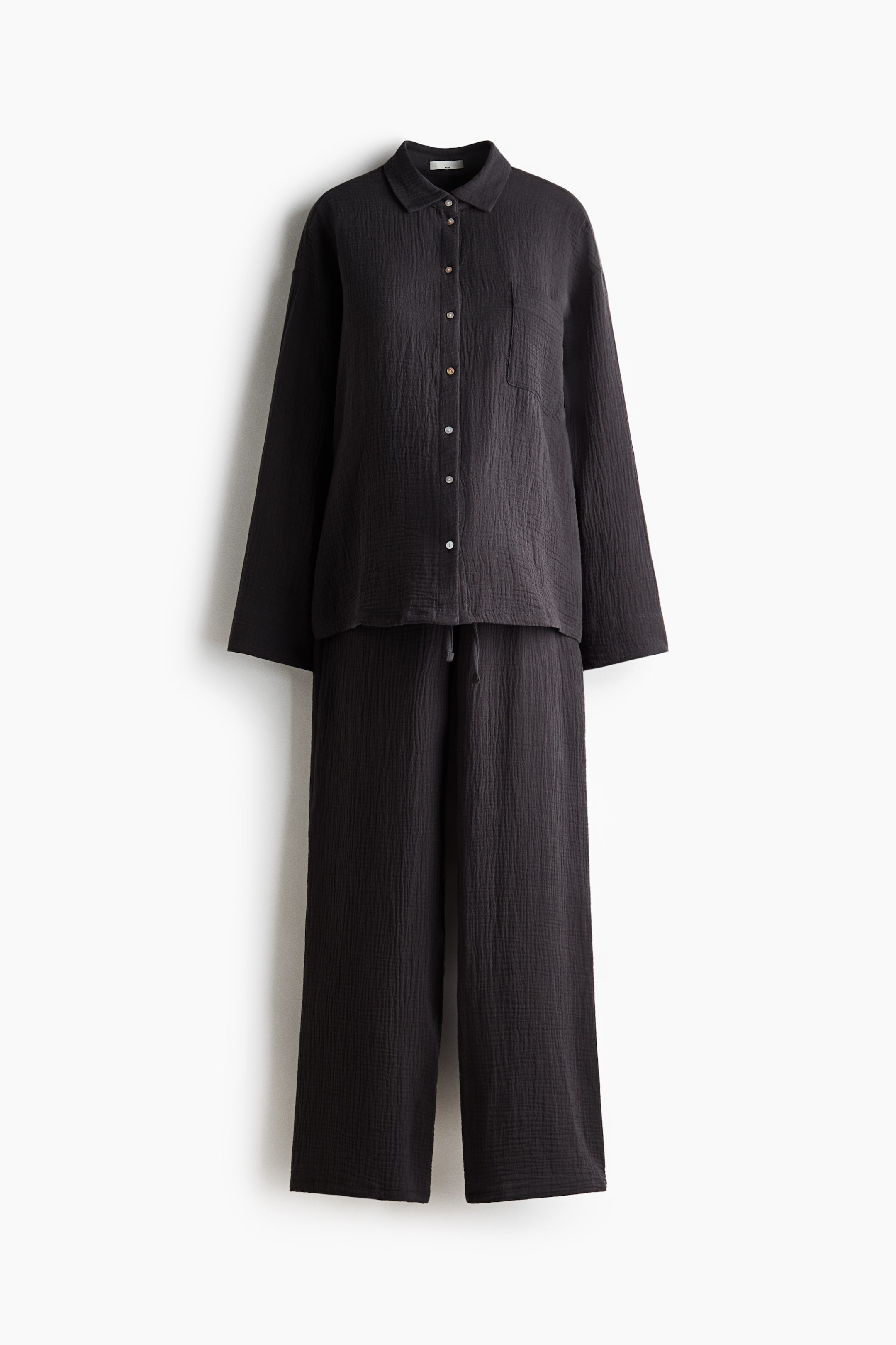 View larger image: MAMA Cotton muslin pyjamas - Dark grey - Ladies | H&M IN 1