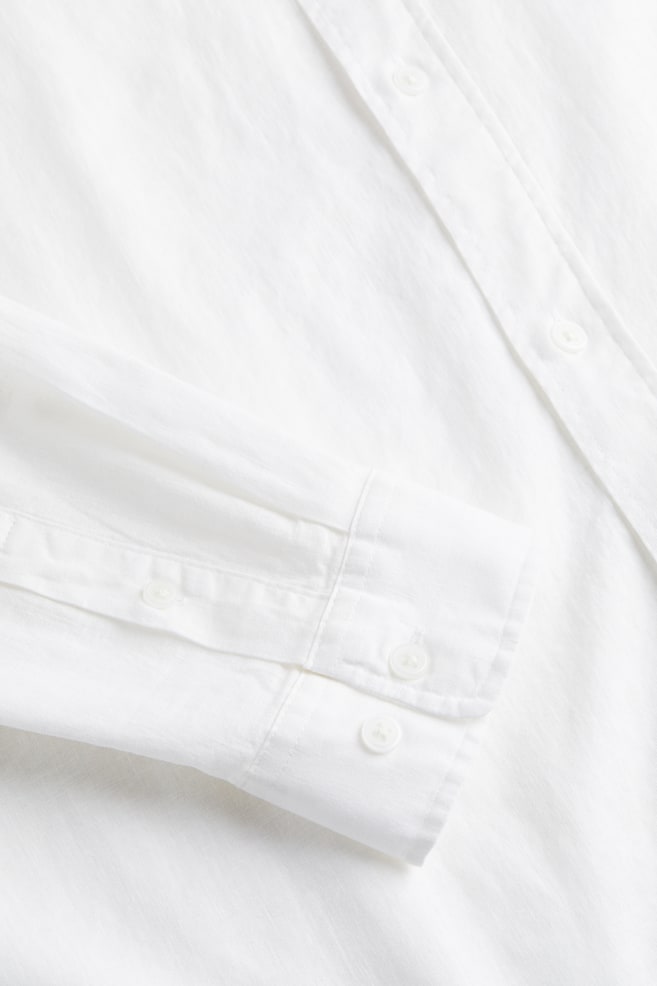 Skjorte i hørblanding Relaxed Fit - Hvid/Lyseblå/Mørkeblå/Grøn/Hvidstribet - 7