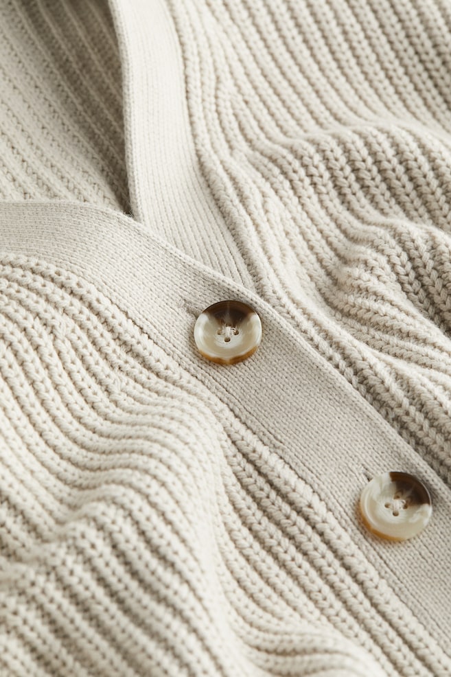 Rib-knit cardigan - Light beige/Black/White striped/Cream/Black striped/Navy blue/dc - 5