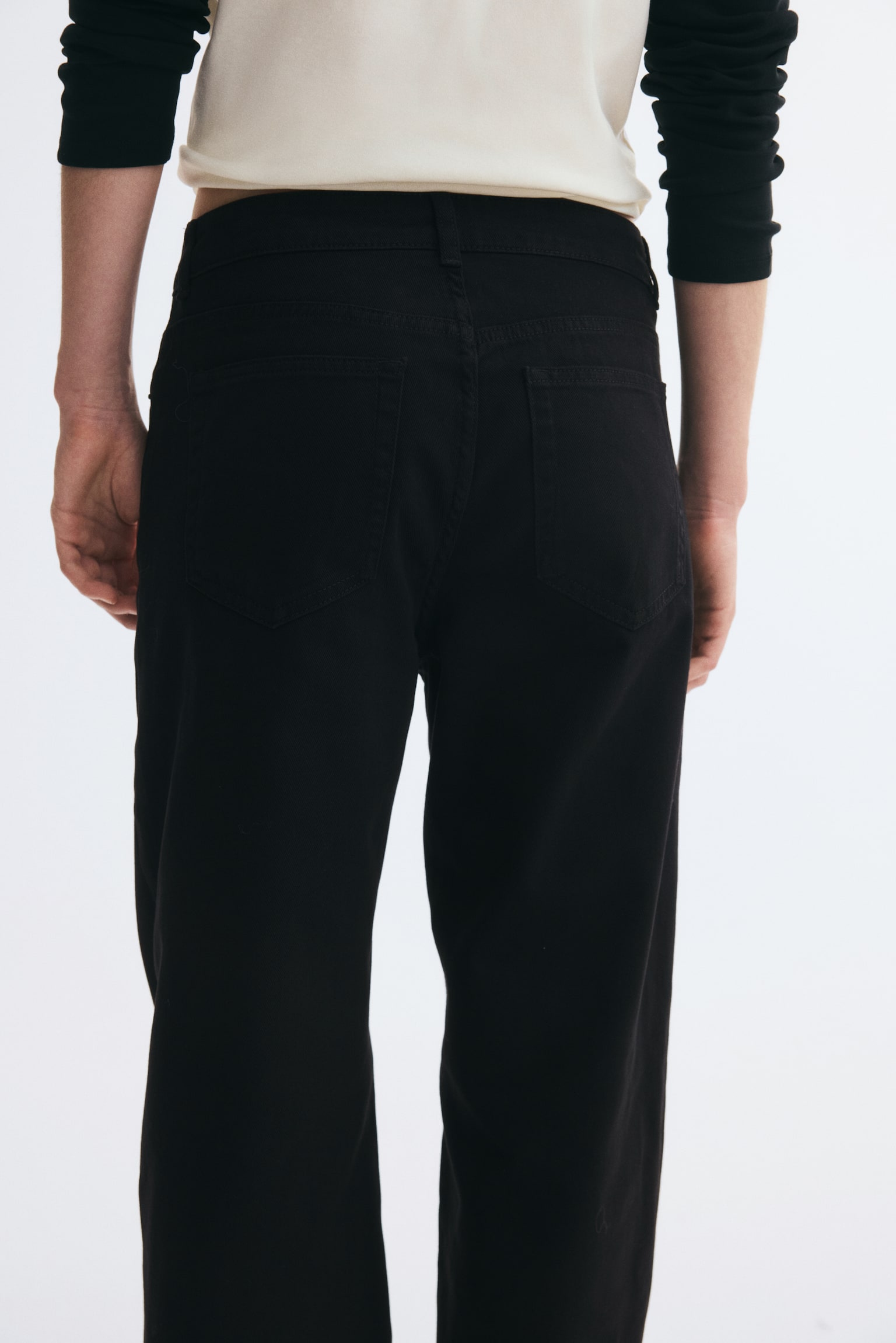 Женские брюки H&M Baggy Cotton Twill, цвет: Чёрный — фото 4