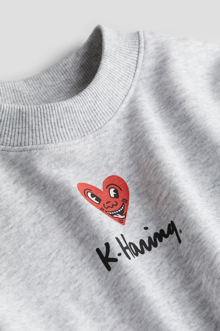 Oversized sweatshirt Light grey marl/Keith Haring Kids H&M SG