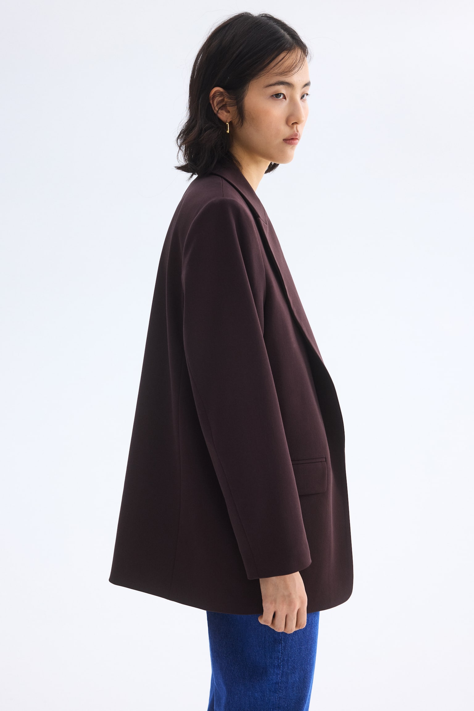 Throw-on blazer - Dark brown/Light beige/Pigeon blue - 5